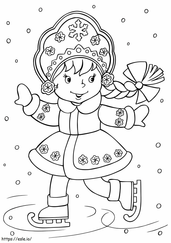 Patinaje sobre hielo de la doncella de nieve para colorear