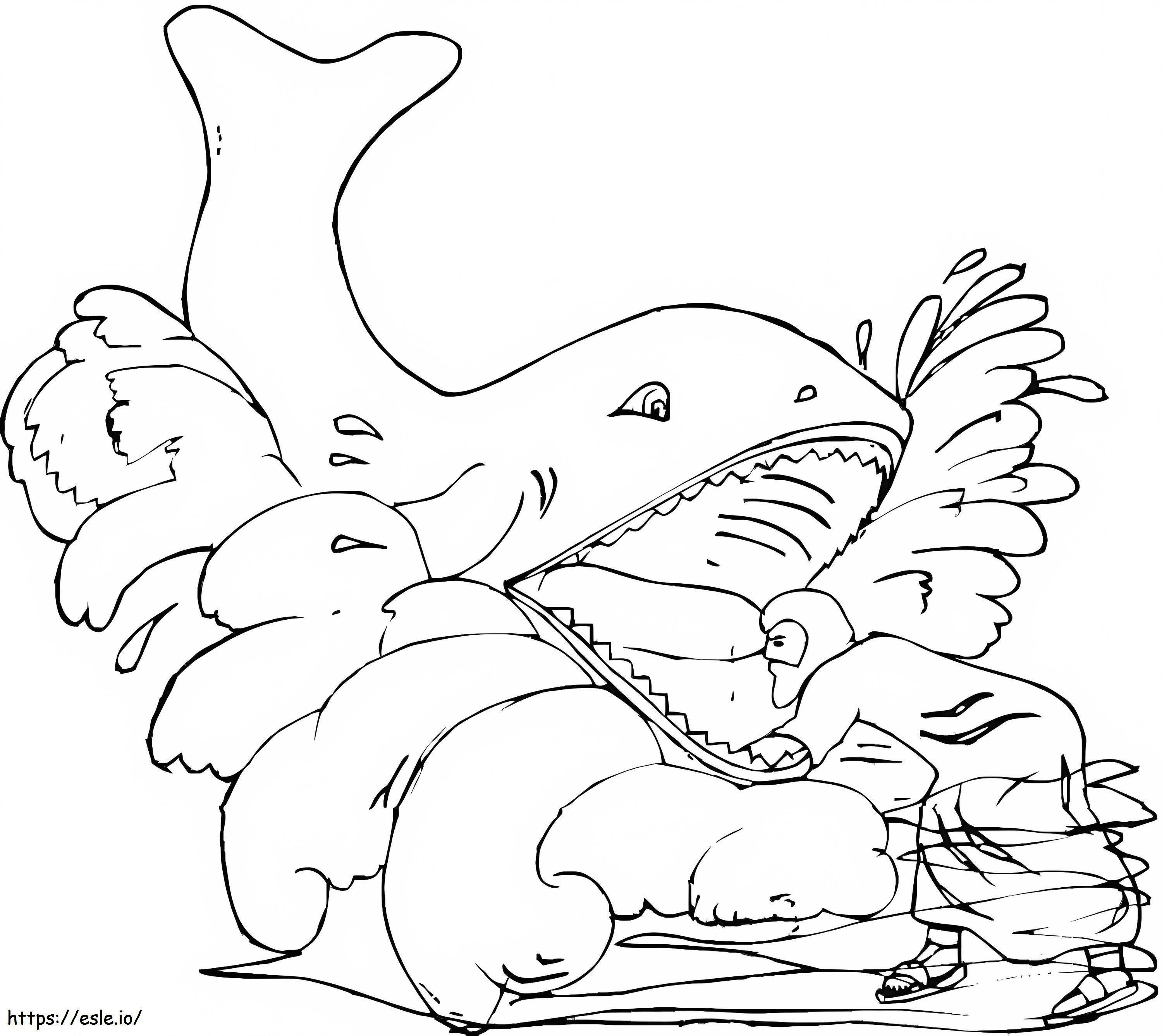 クジラの口の中 ぬりえ - 塗り絵