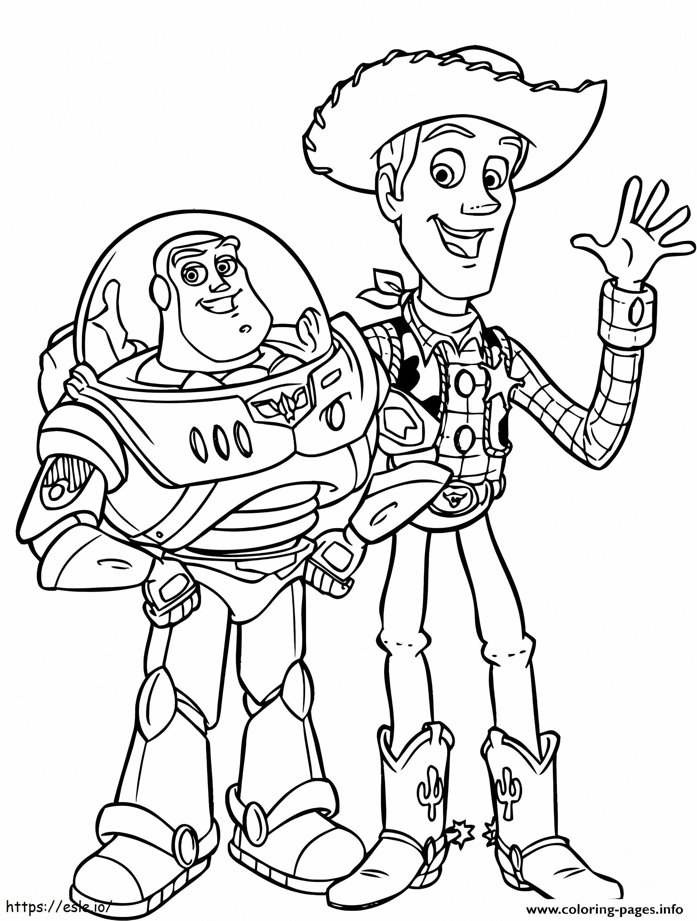 Woody e Buzz divertido para colorir