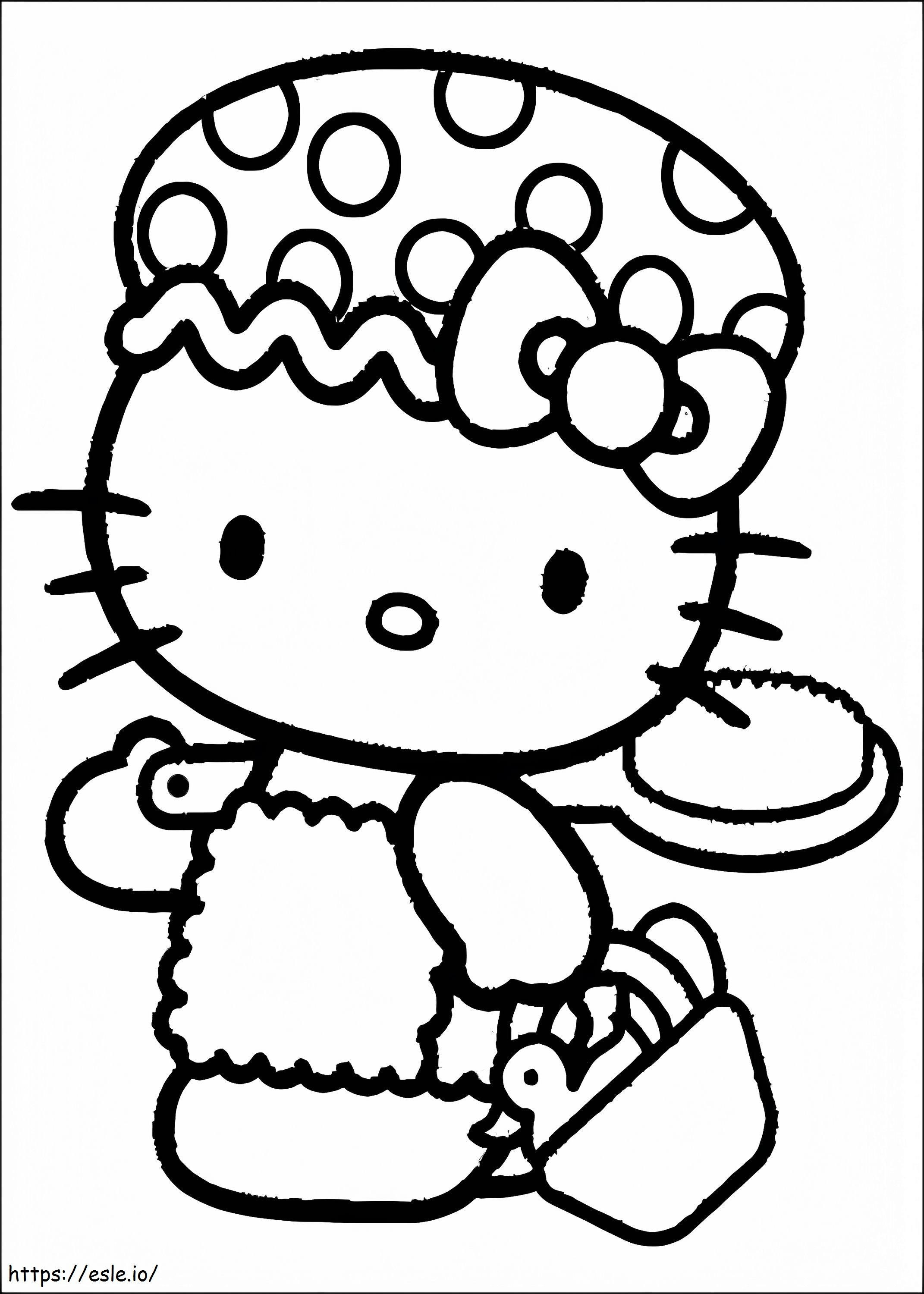 Coloriage Hello Kitty Va Au Bain à imprimer dessin