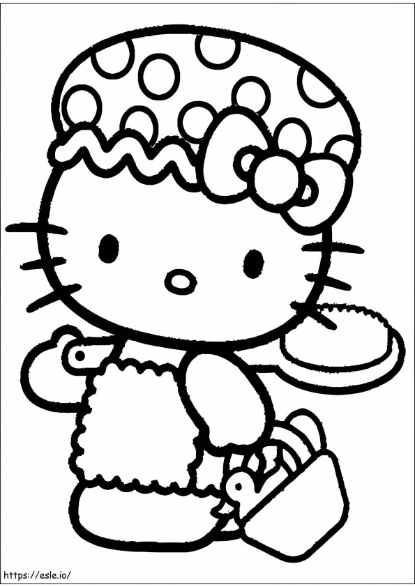 Olá Kitty Va Au Bain para colorir