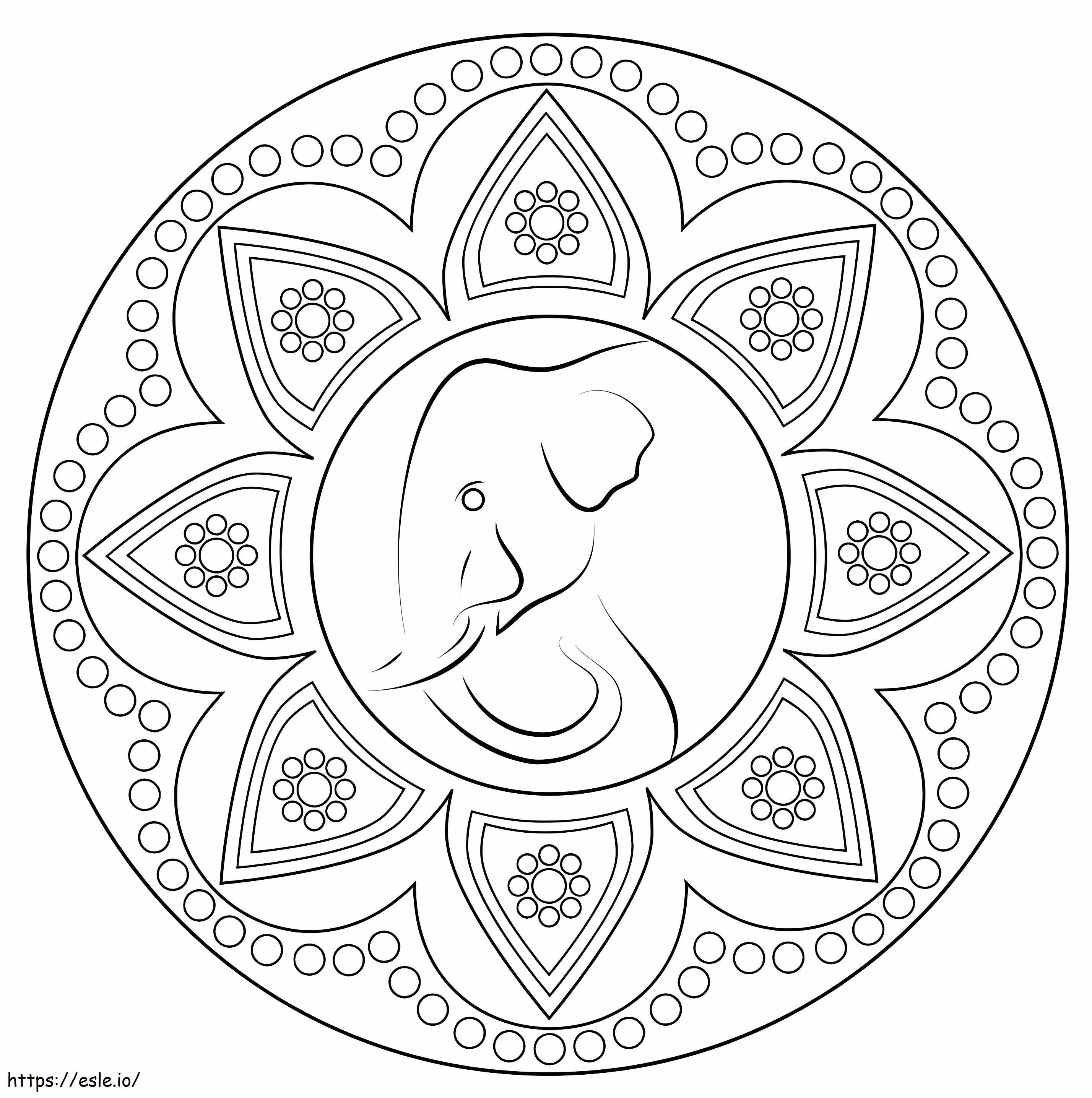 Indian Rangoli With Elephant coloring page