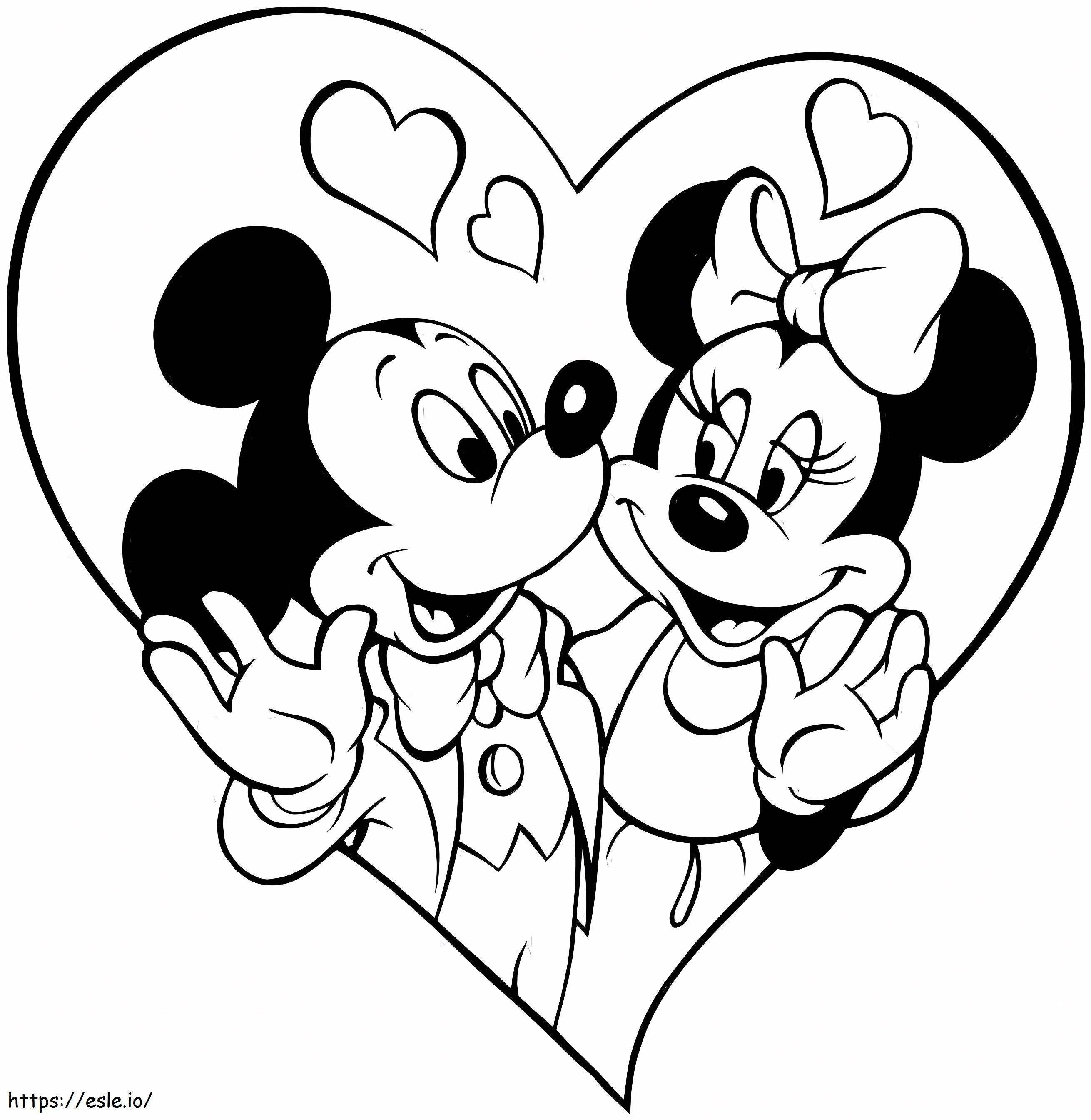 Walentynki Disneya z Myszką Miki kolorowanka