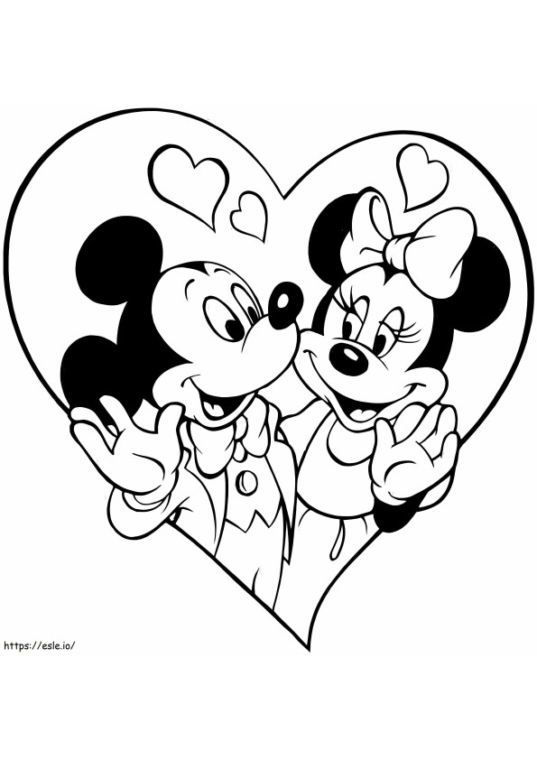 Mickey Mouse Disney San Valentín para colorear
