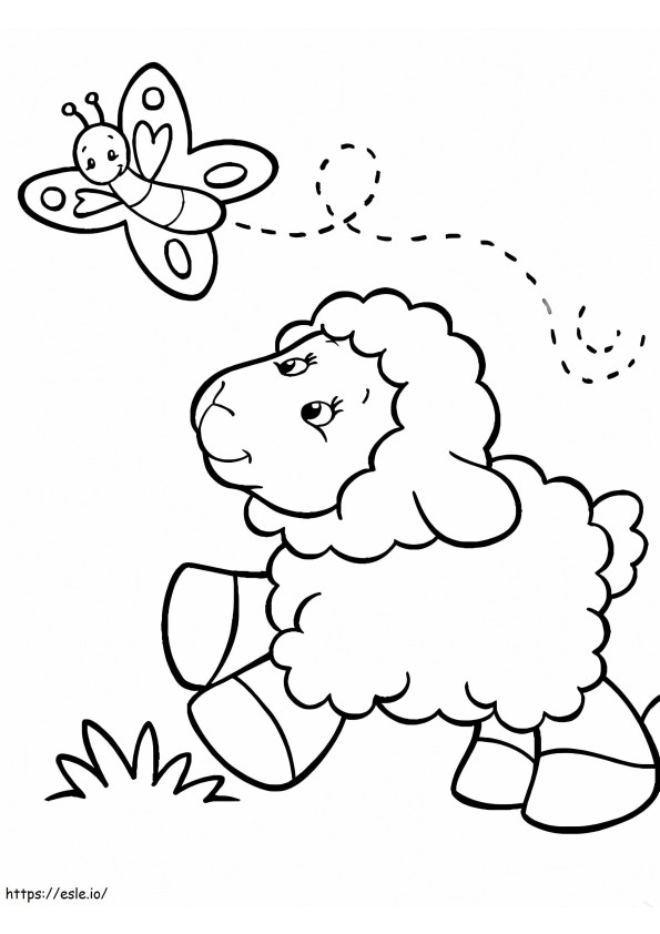 Laufende Schafe, die Schmetterlinge fangen ausmalbilder