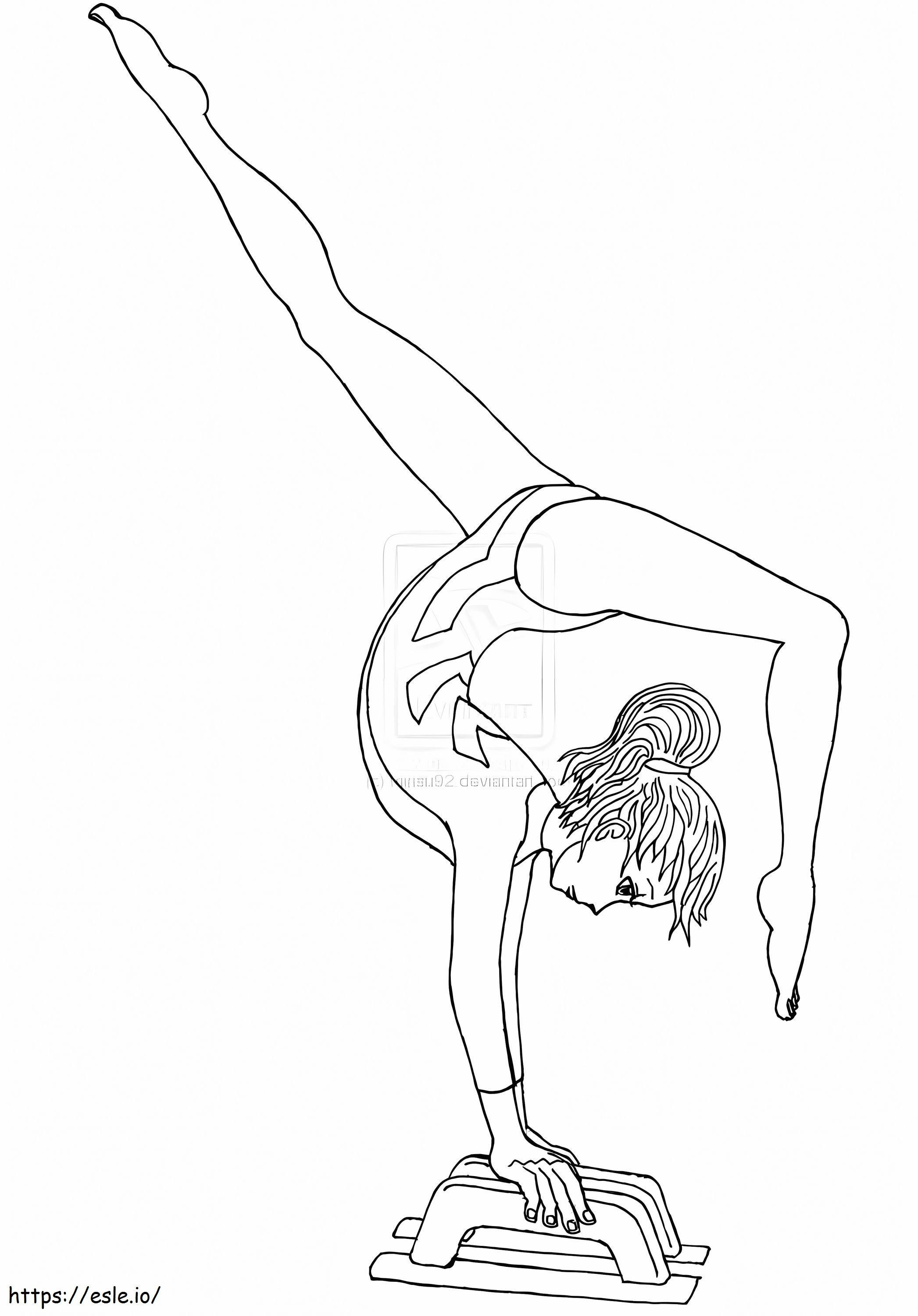 Coloriage Allumage complet de la gymnastique avec poutre d'équilibre 1 à imprimer dessin