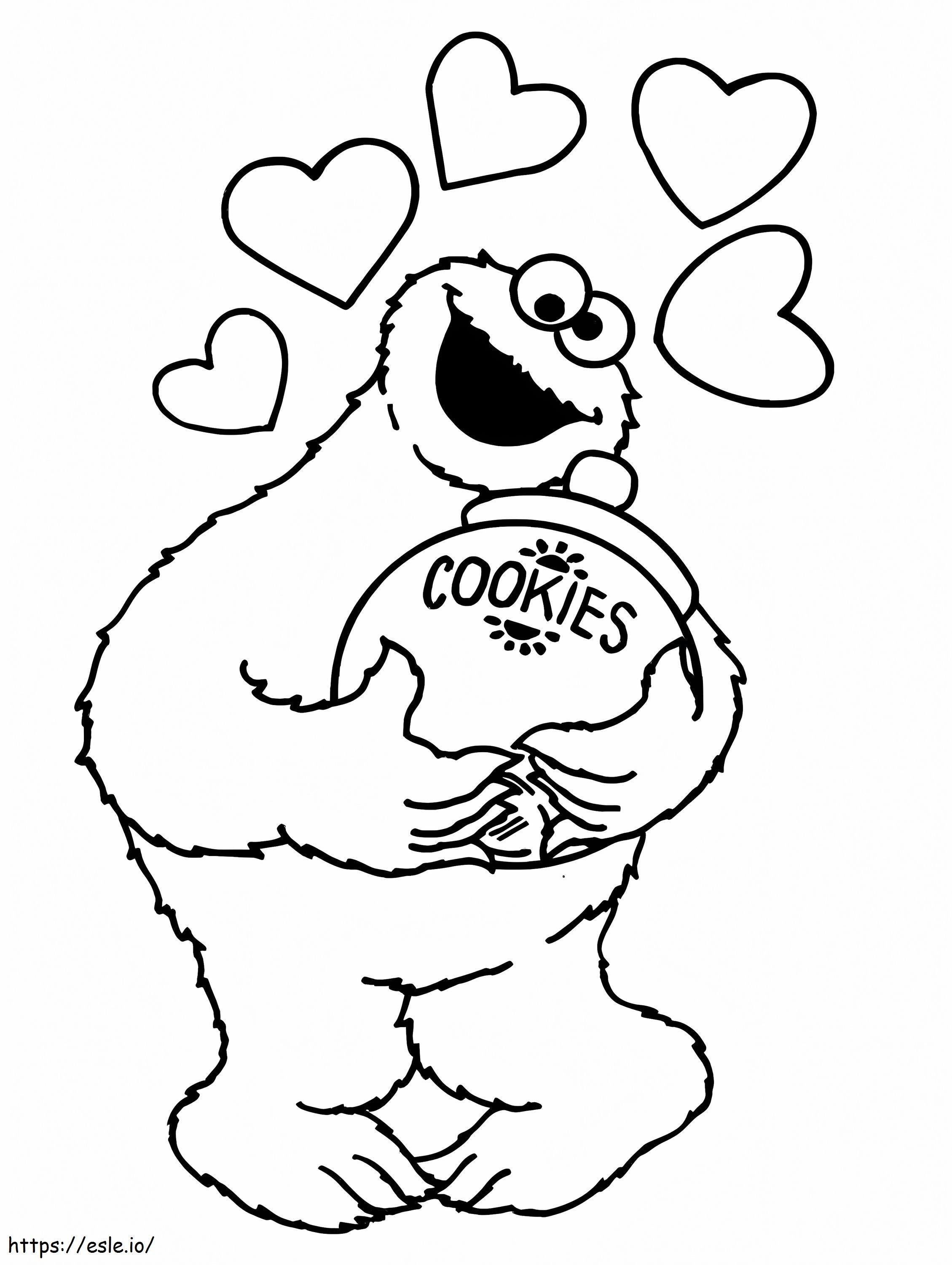 Coloriage Joyeux monstre aux biscuits à imprimer dessin