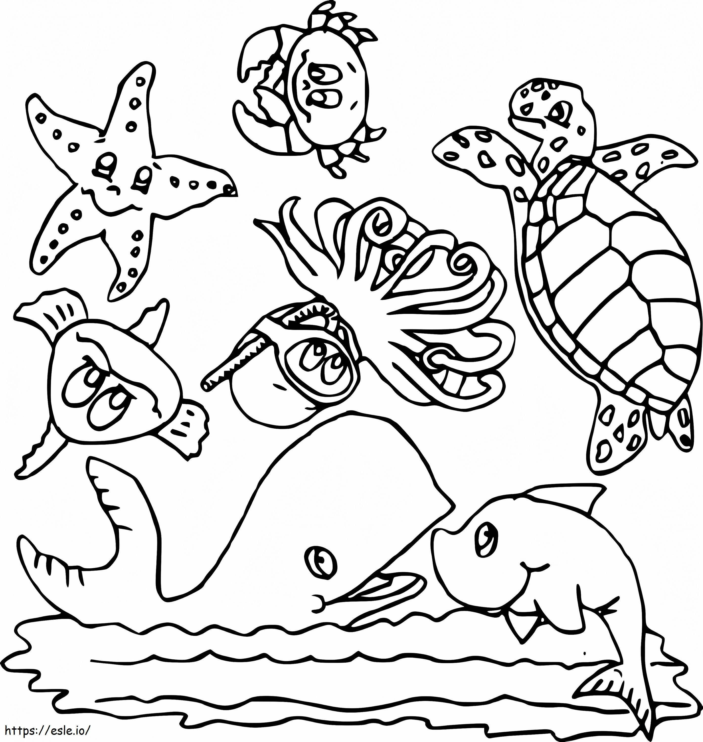 Ocean Life Free Printable coloring page