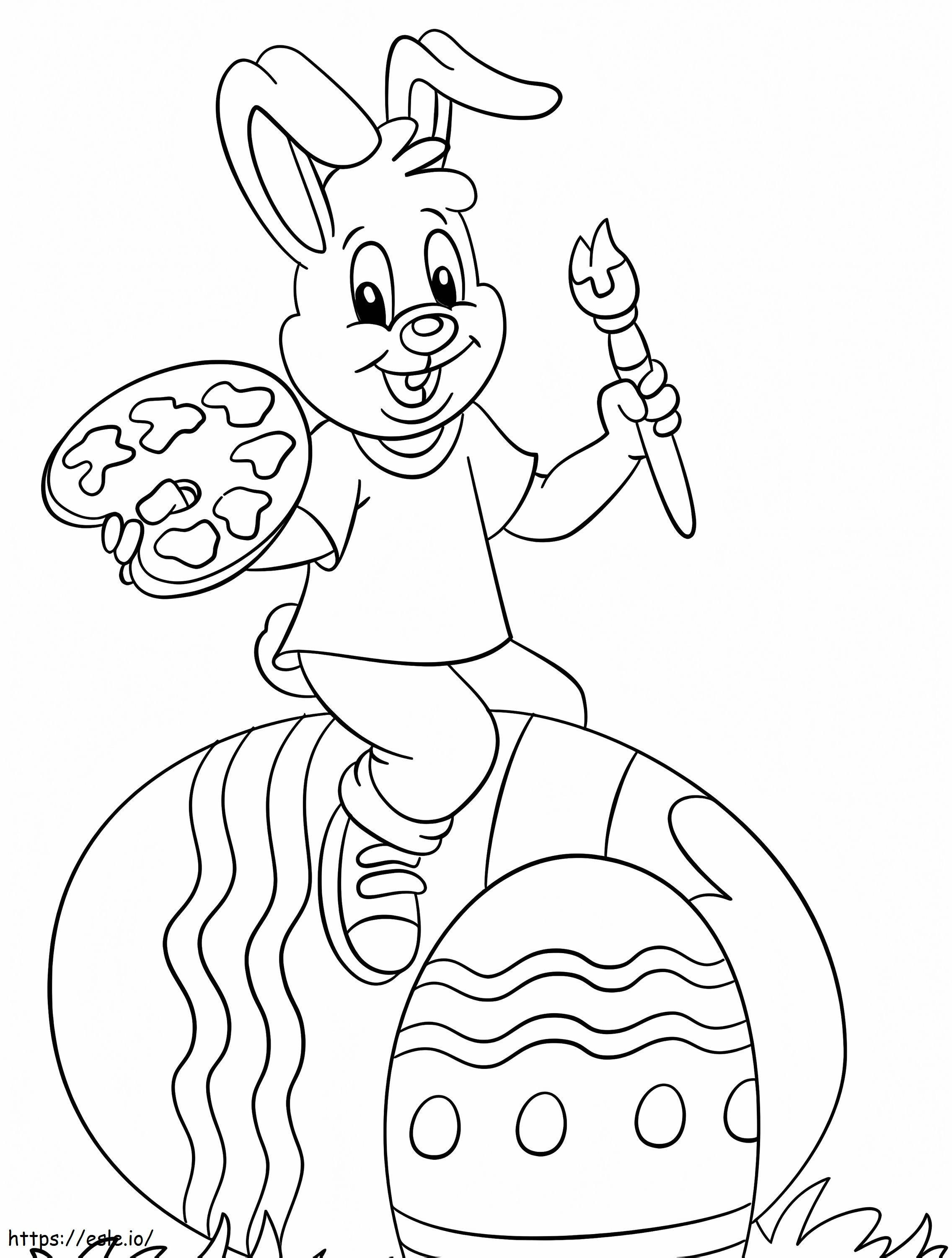 Coloriage Oeuf de peinture de lapin de Pâques à imprimer dessin