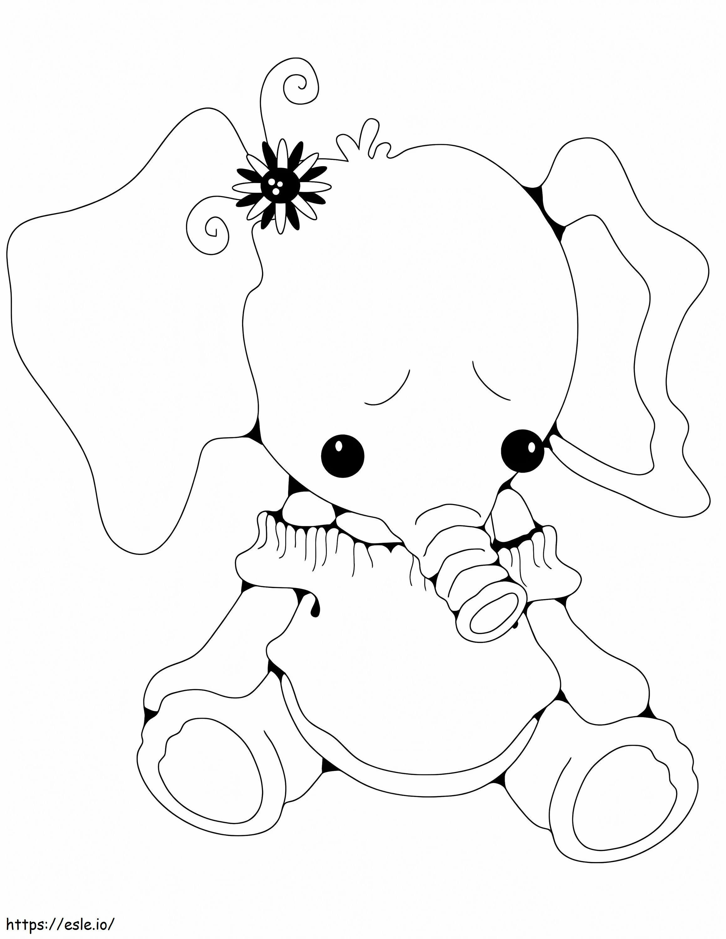 Coloriage Éléphant Kawaii 1 à imprimer dessin