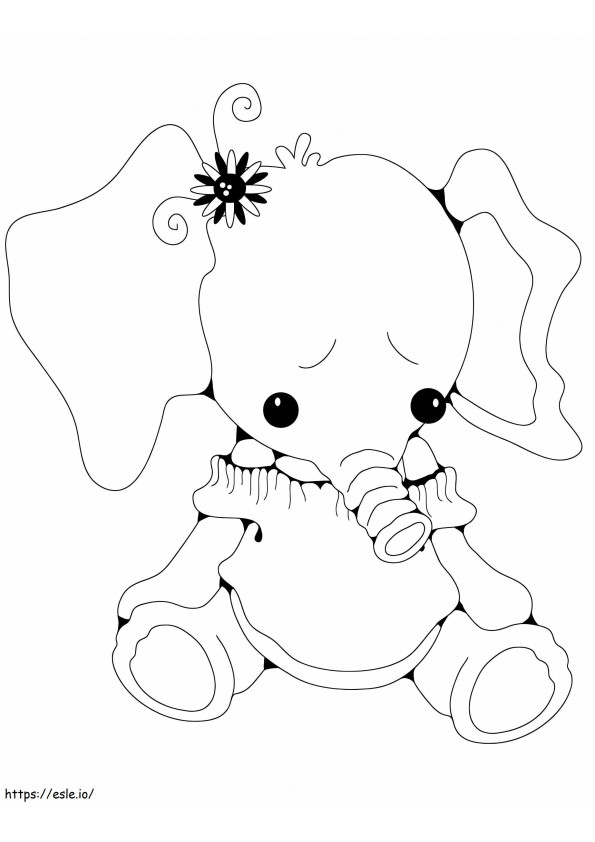 Kawaii Elephant 1 coloring page