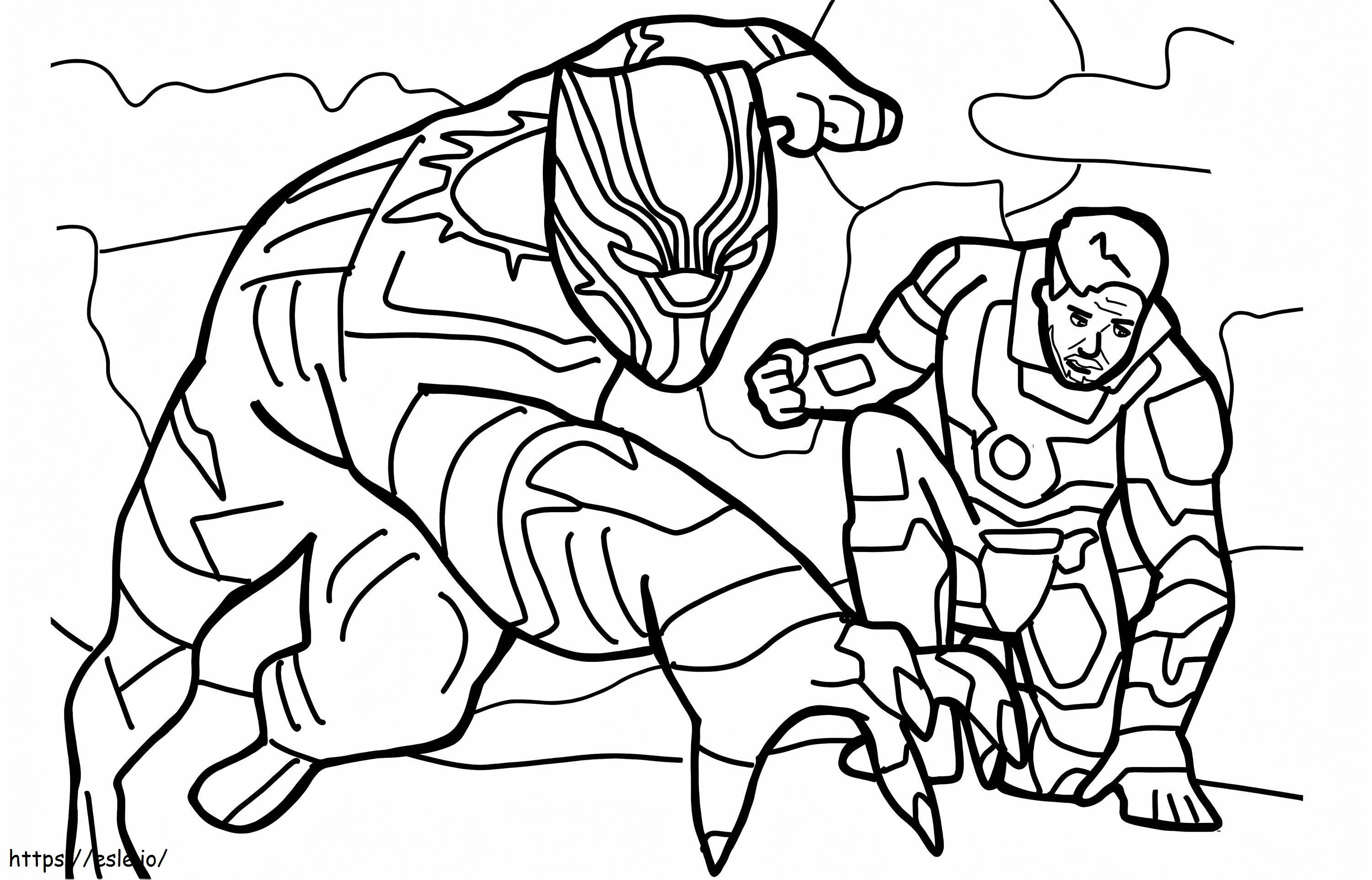 Pantera Negra e Ironman para colorir