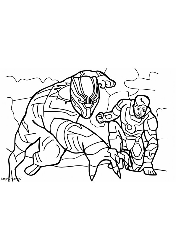 Black Panther And Ironman coloring page