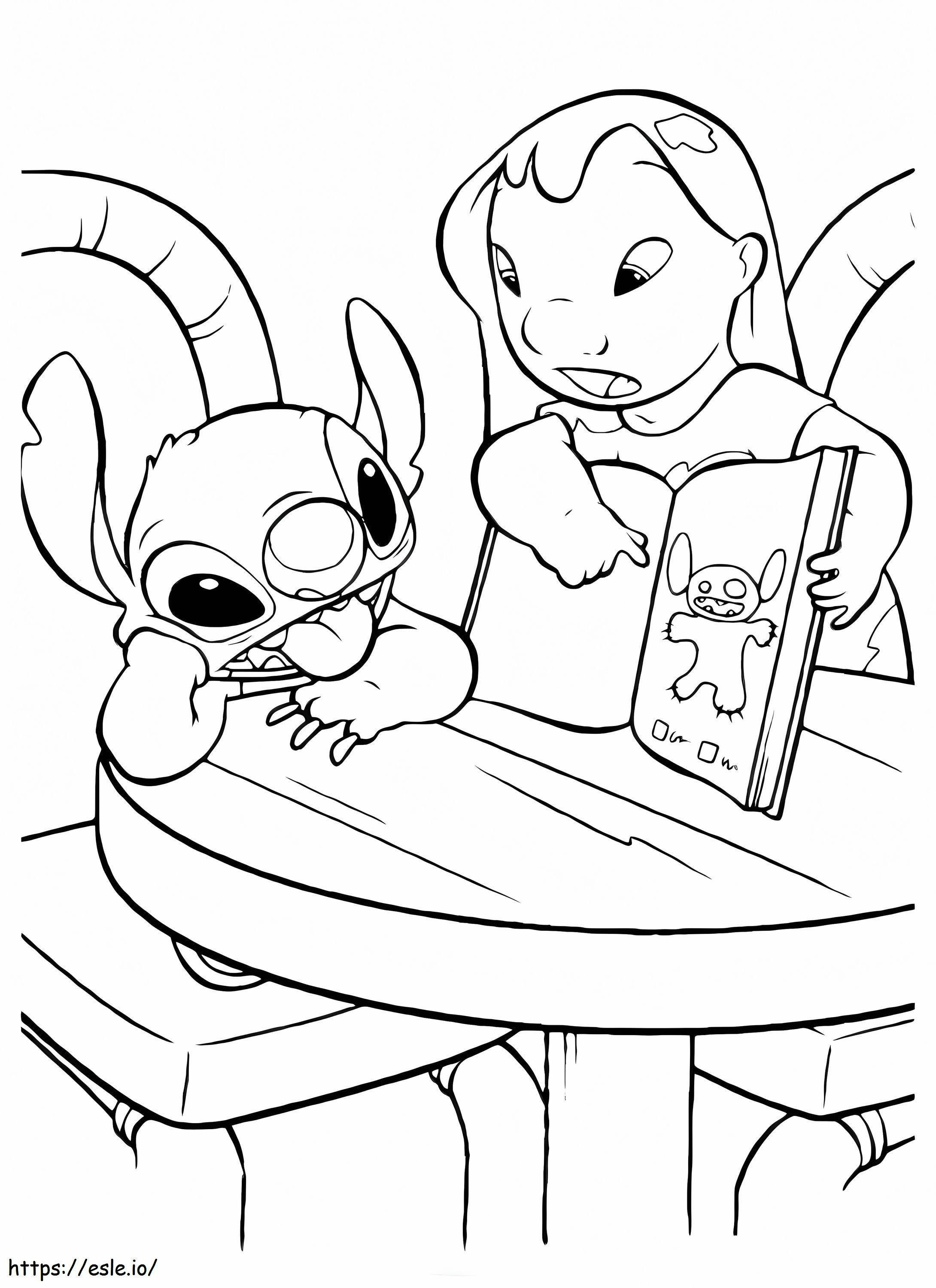 Lilo dan Stitch yang lucu Gambar Mewarnai