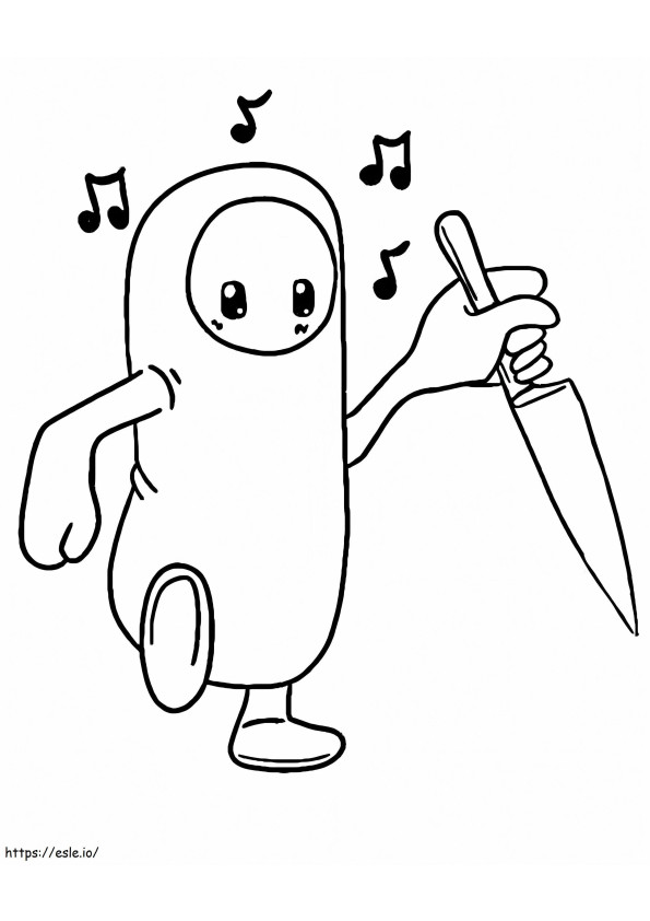 Character With Knife Fall Guys coloring page