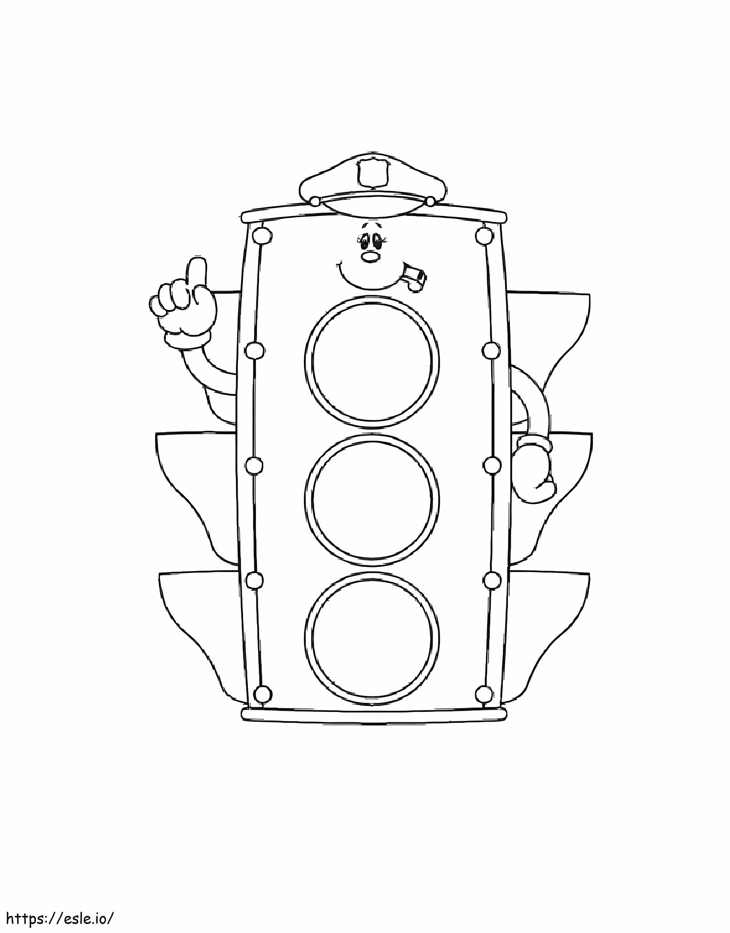 Smiling Traffic Light coloring page