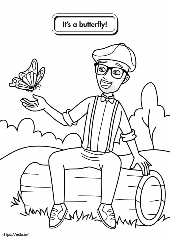 Butterfly And Blippi coloring page