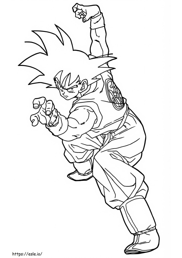 Coloriage Pose de combat de Son Goku à imprimer dessin
