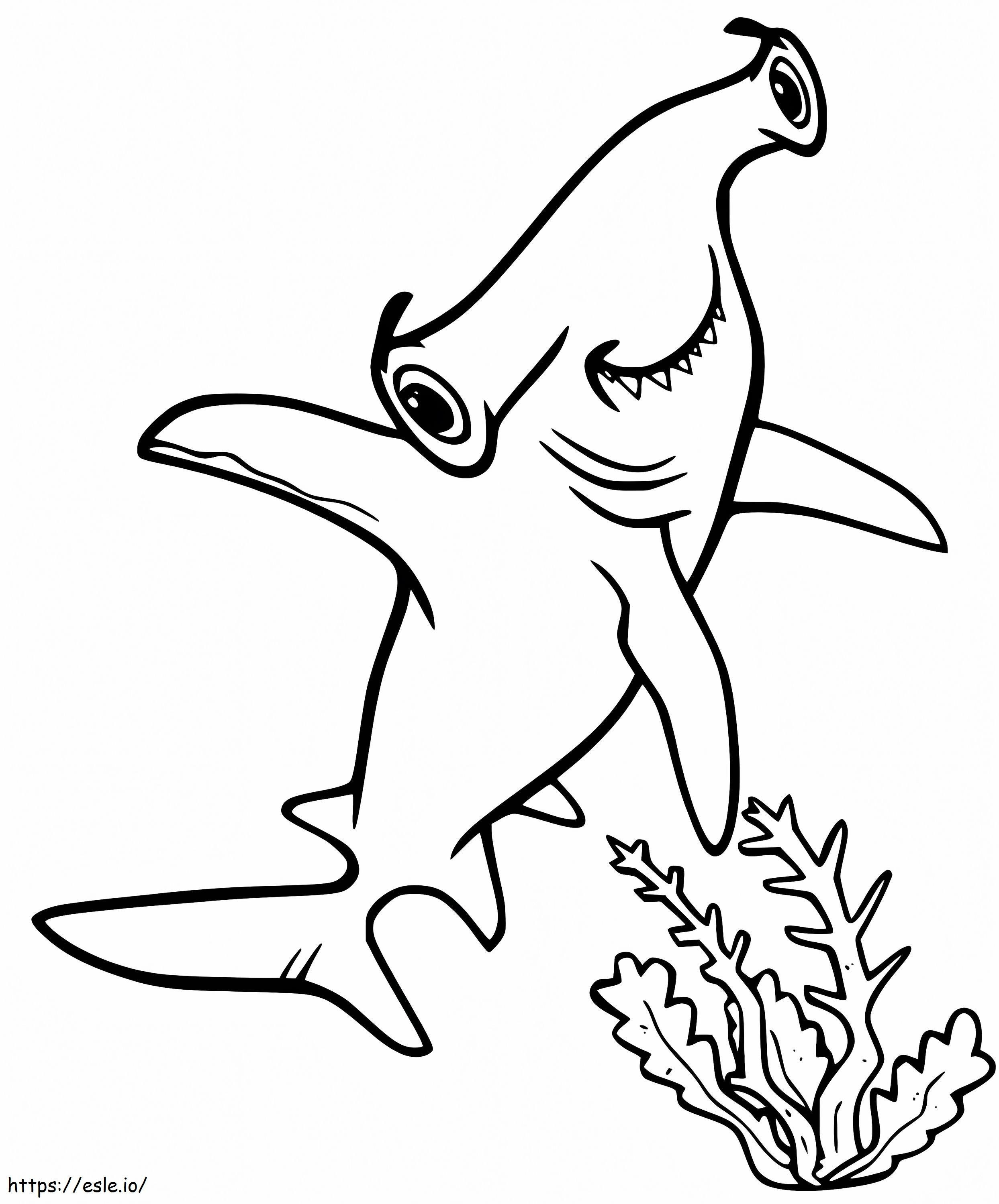 Tubarão-martelo feliz para colorir