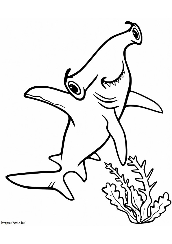 Tiburón martillo feliz para colorear