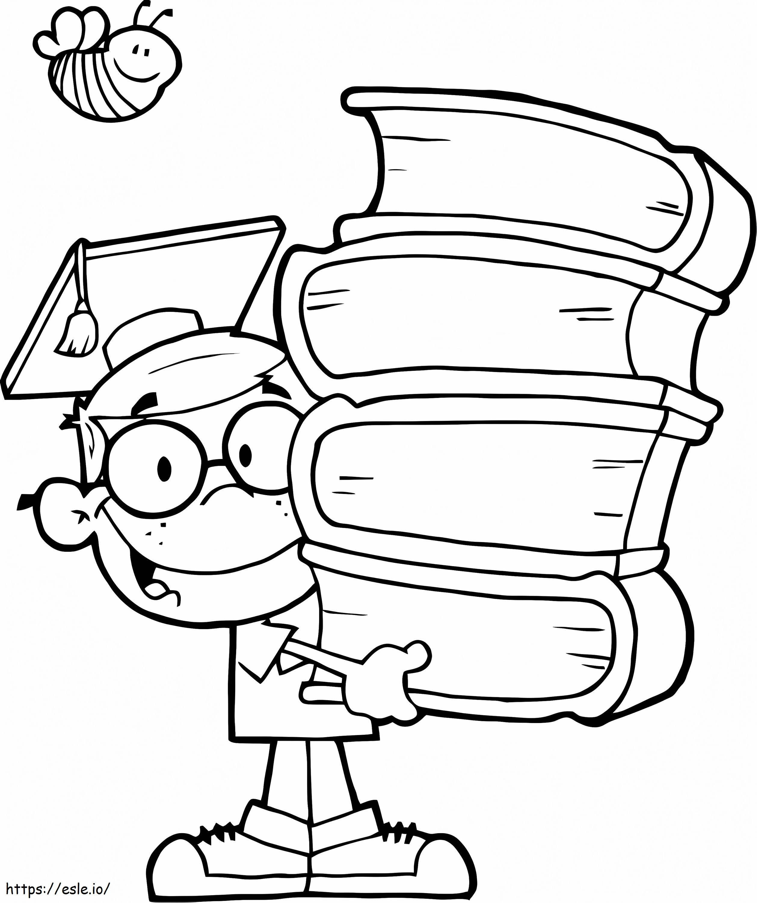 Boy And Books coloring page