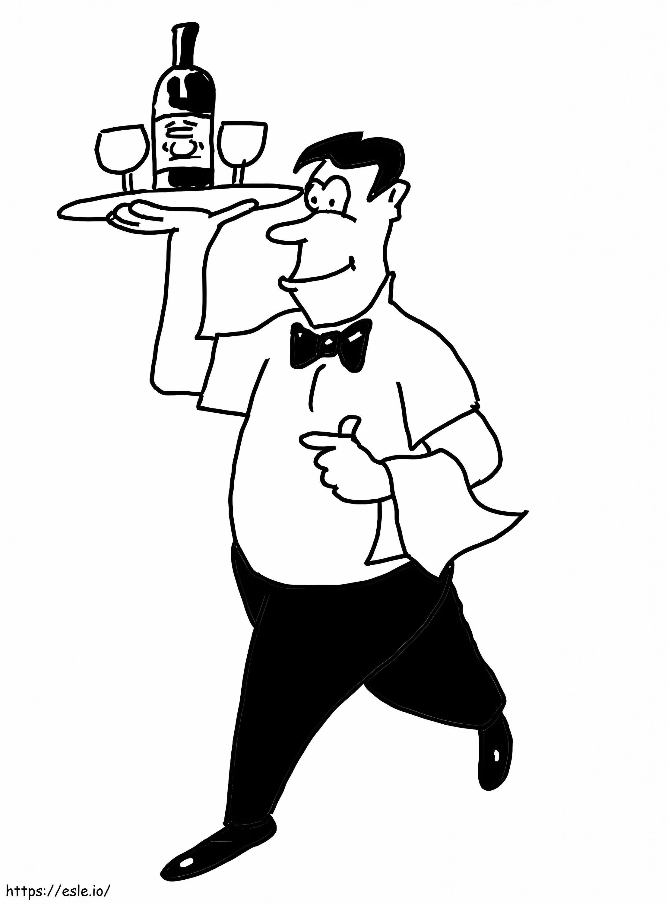 Waiter In A Cafe coloring page