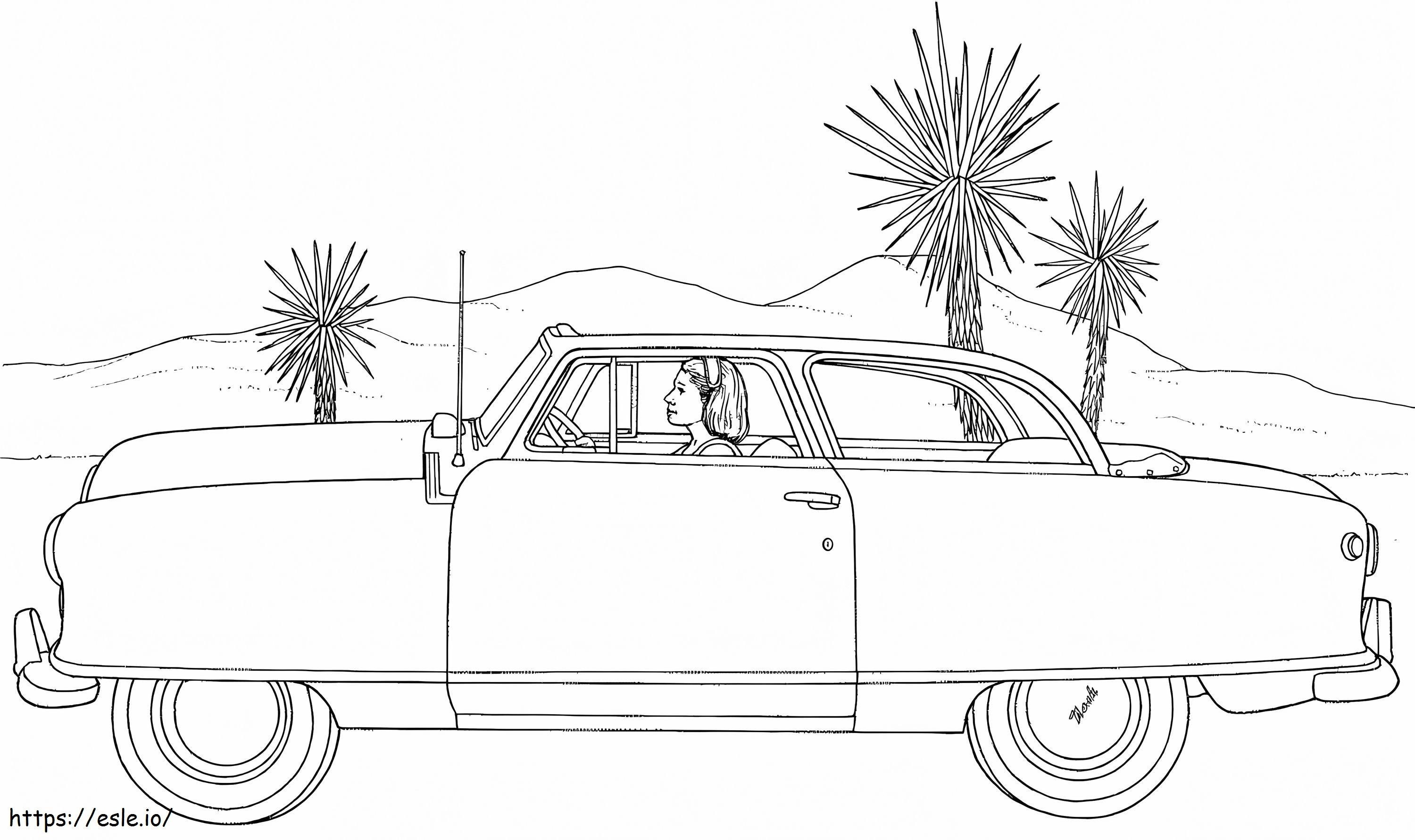 Driving In Desert coloring page