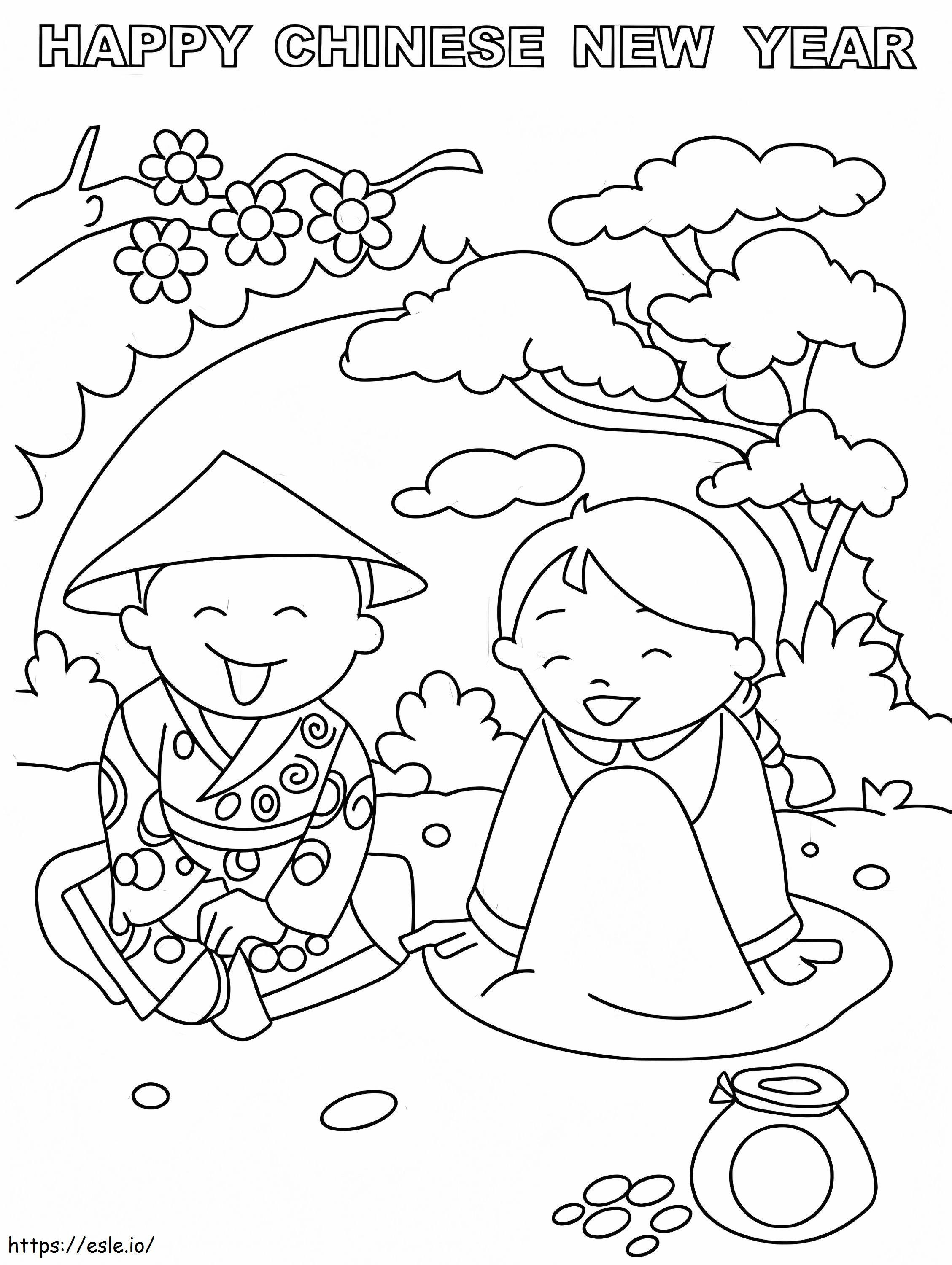 Coloriage Joyeux Nouvel An chinois 1 à imprimer dessin