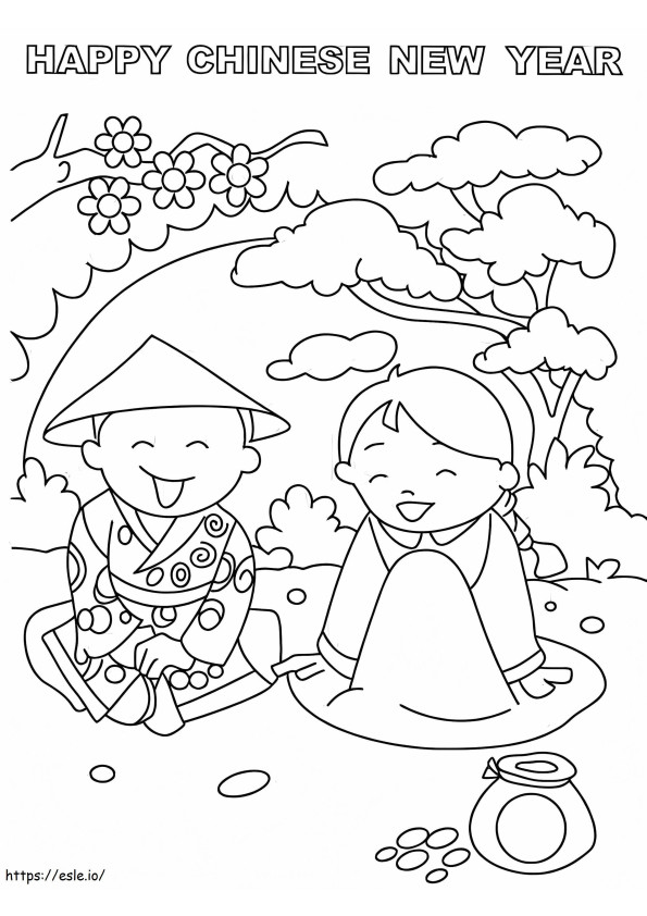 Coloriage Joyeux Nouvel An chinois 1 à imprimer dessin