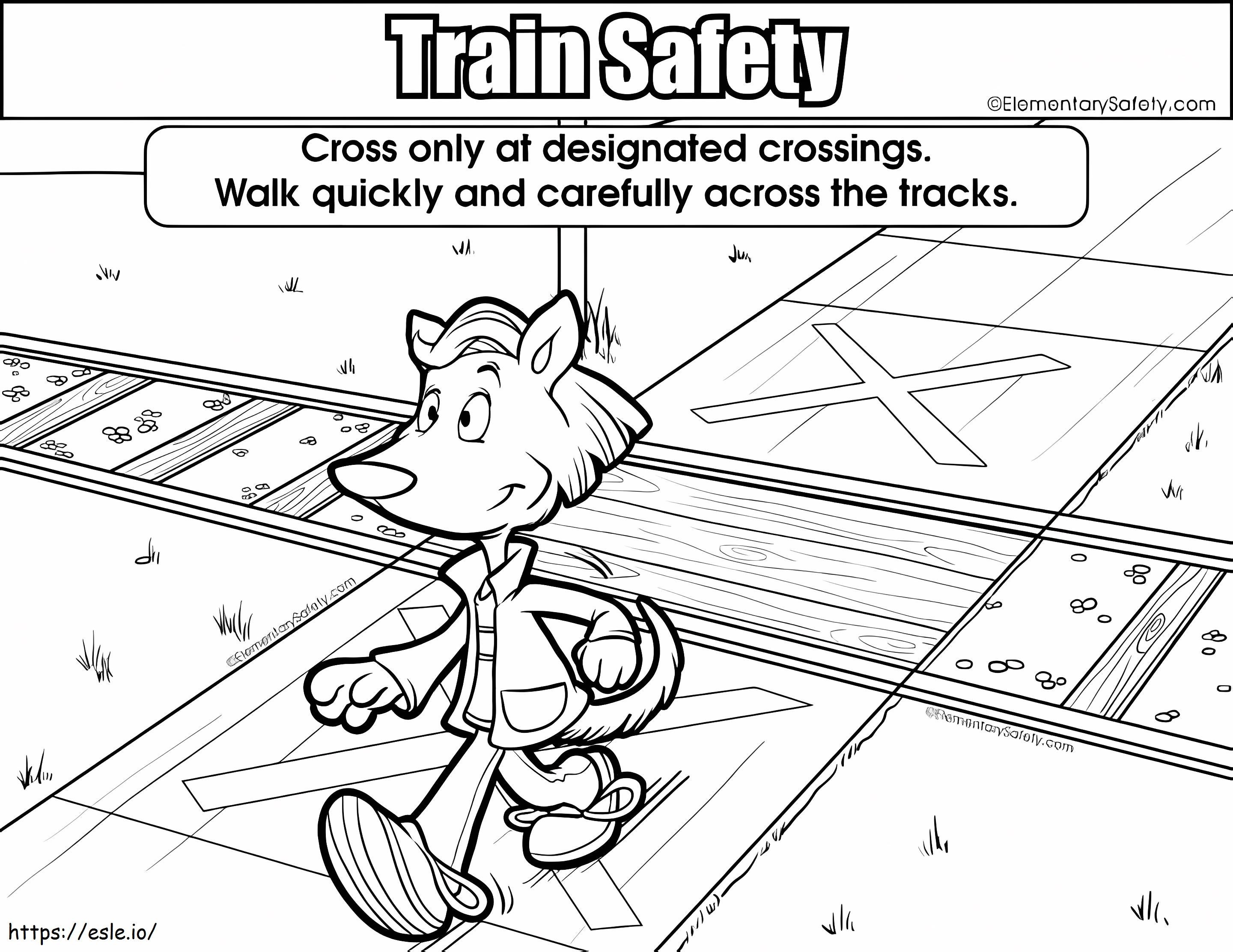 Safely Cross Railway Tracks Coloring Page