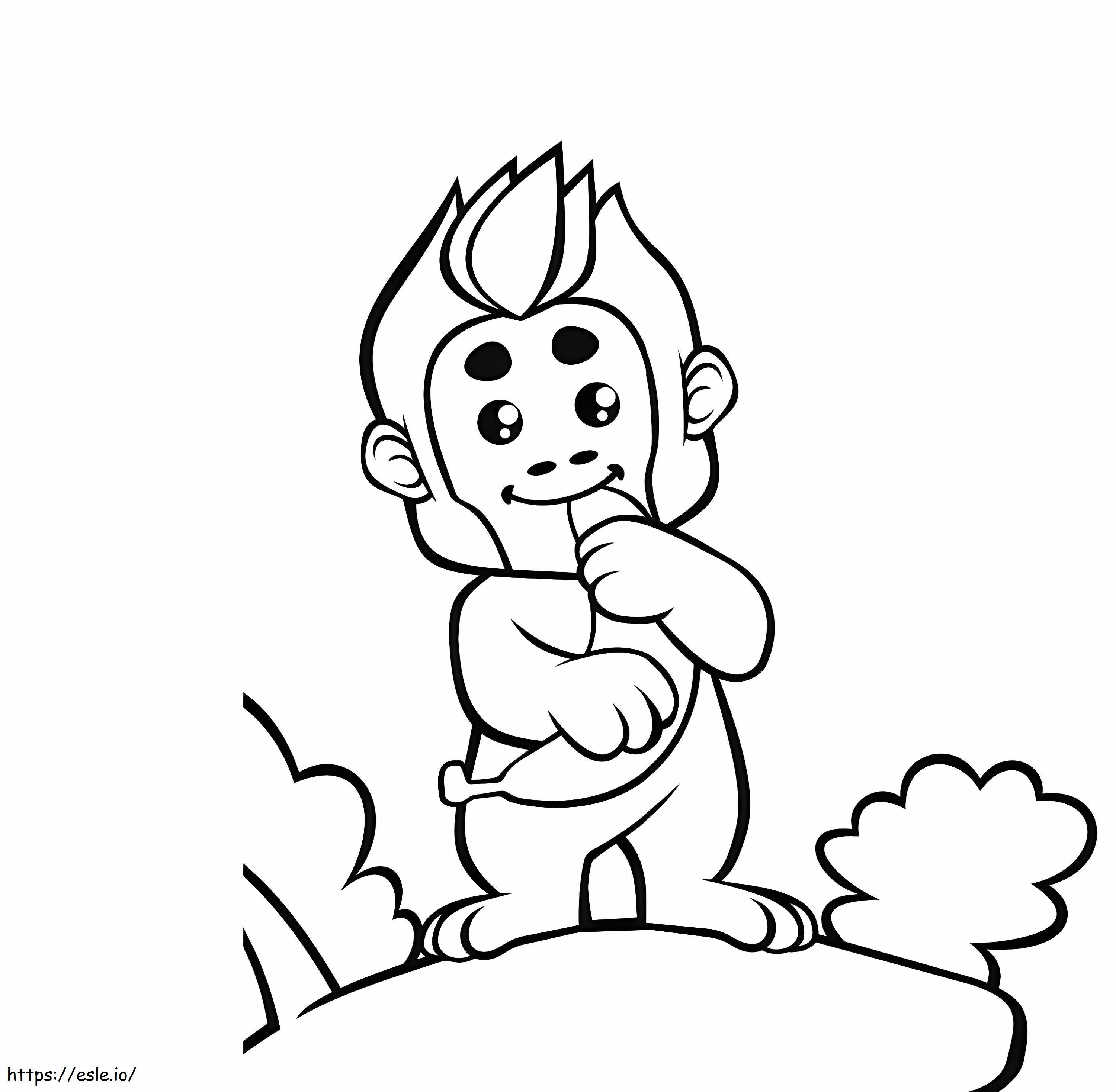 1559704477 Cute Ape With Banana A4 coloring page