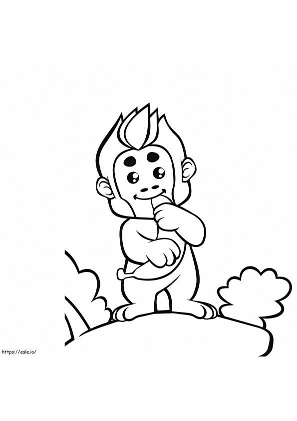 1559704477 Cute Ape With Banana A4 coloring page