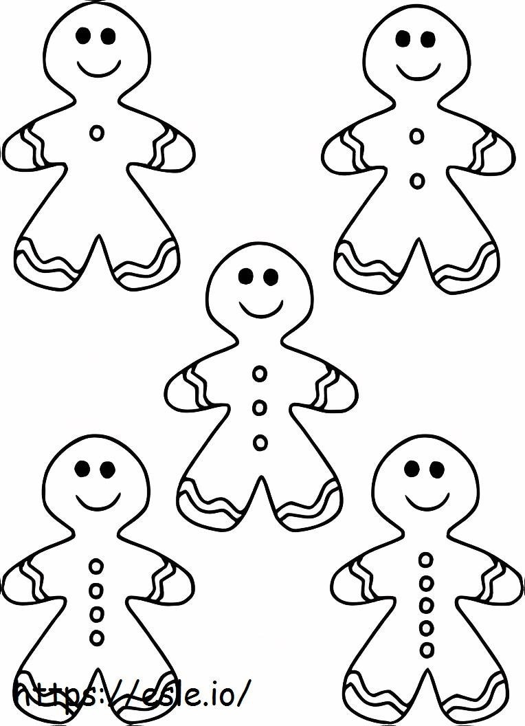 Five Gingerbread Men coloring page