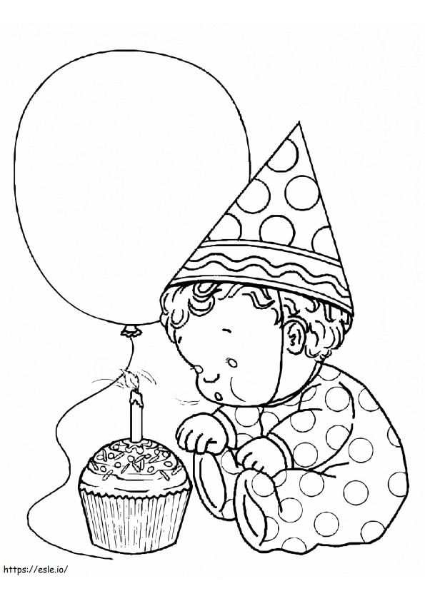 Coloriage Bébé et petit gâteau à imprimer dessin