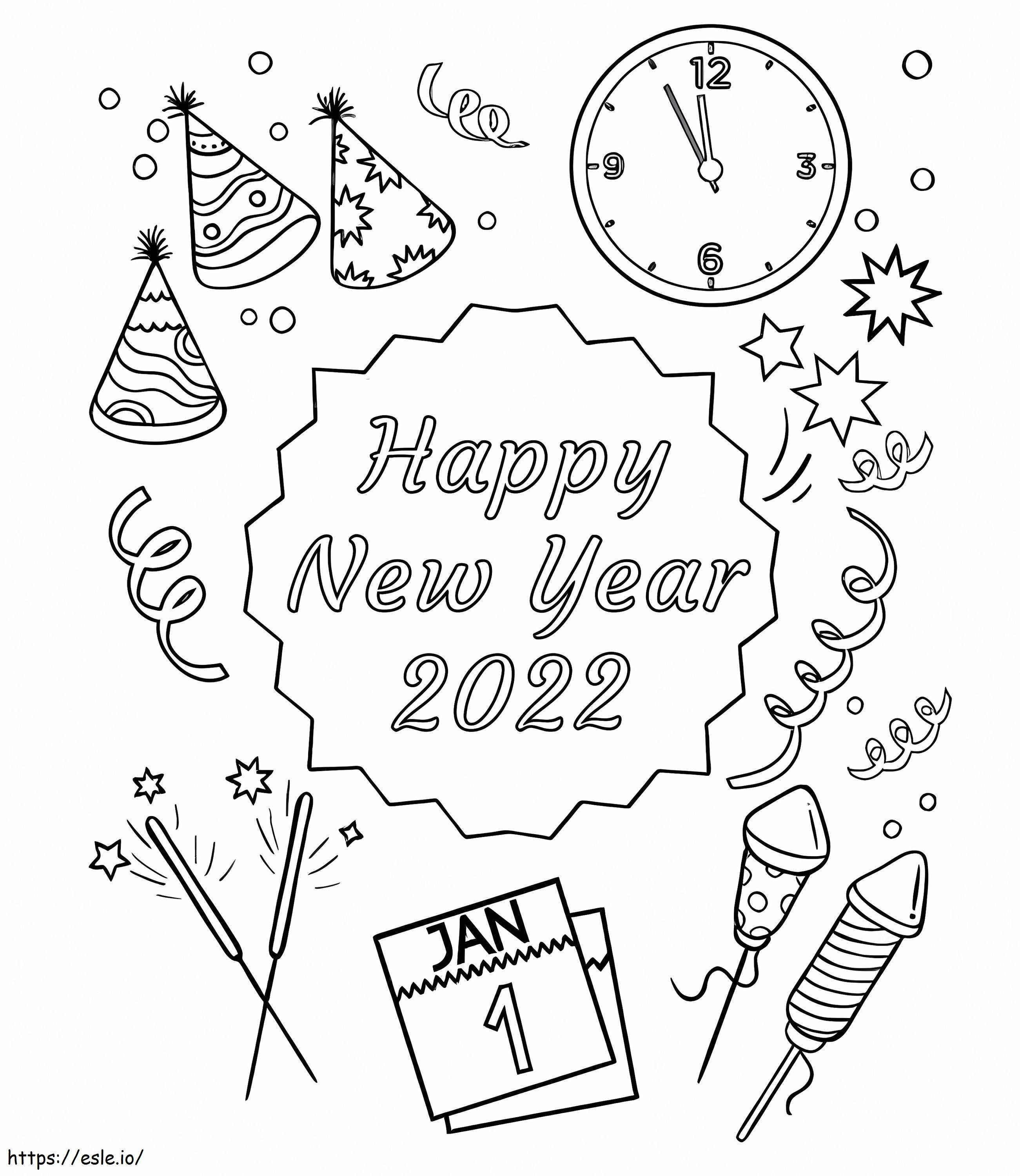 Free 2022 New Year coloring page