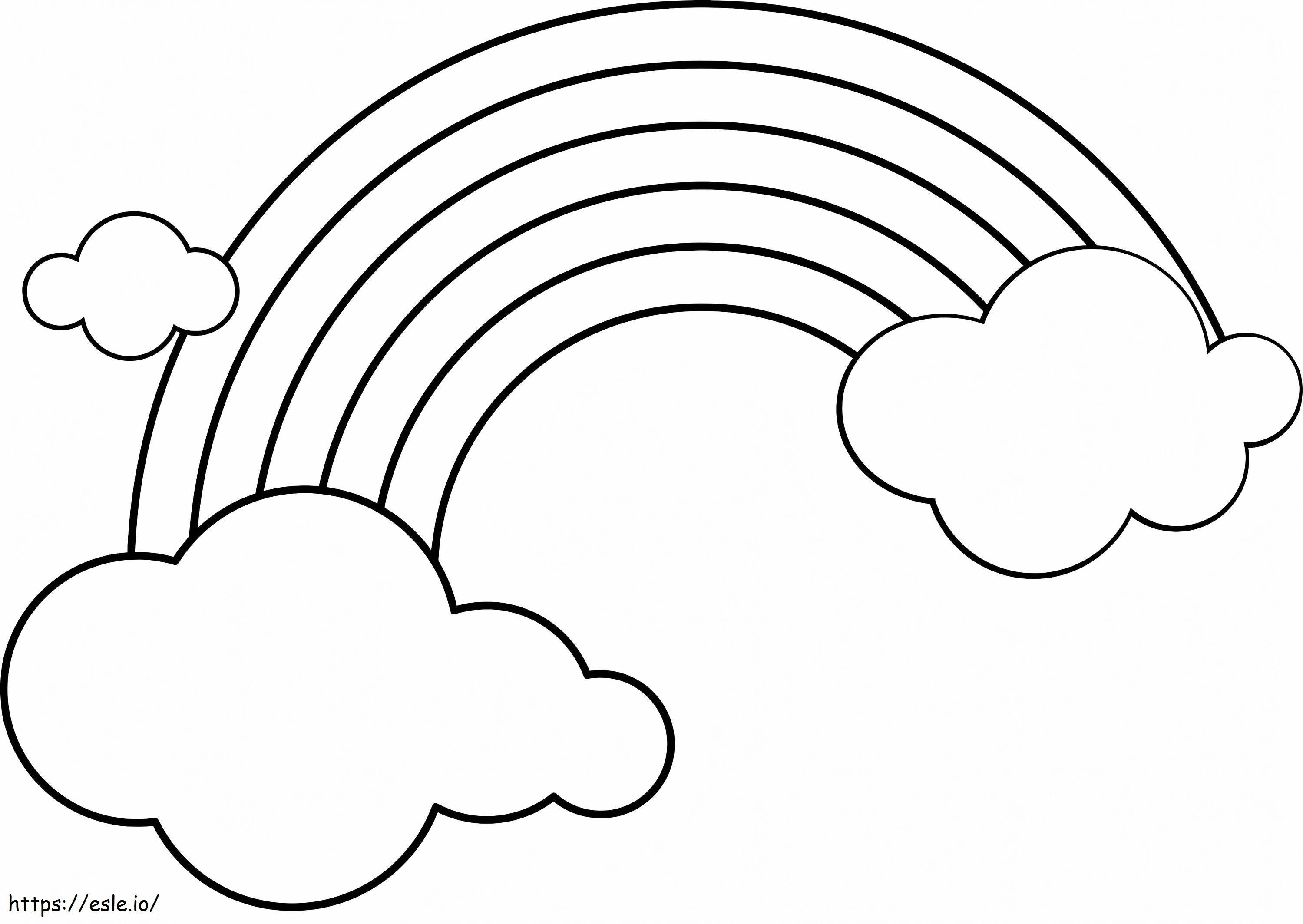 Coloriage Arc-en-ciel avec des nuages à imprimer dessin