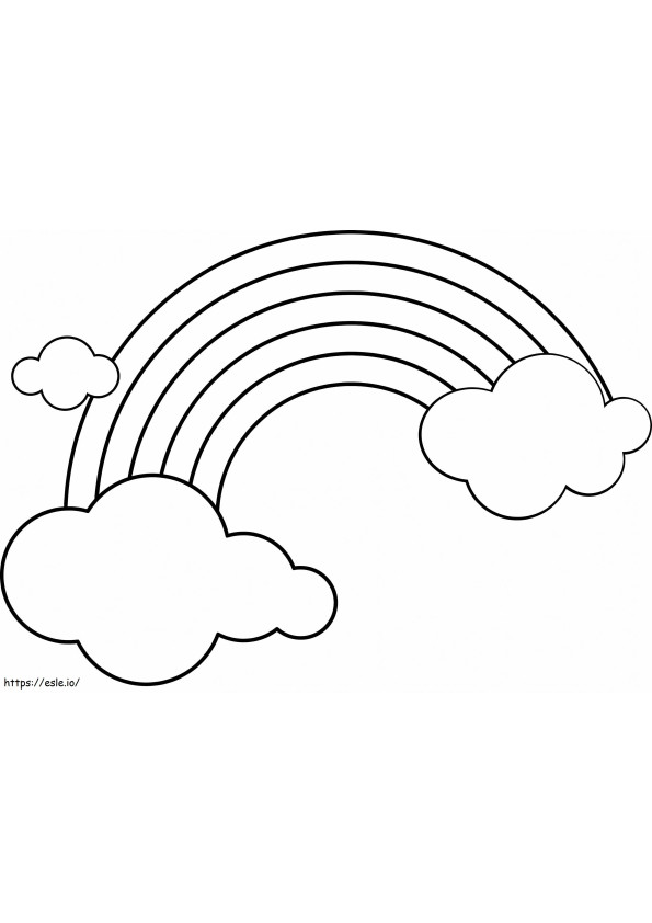 Coloriage Arc-en-ciel avec des nuages à imprimer dessin
