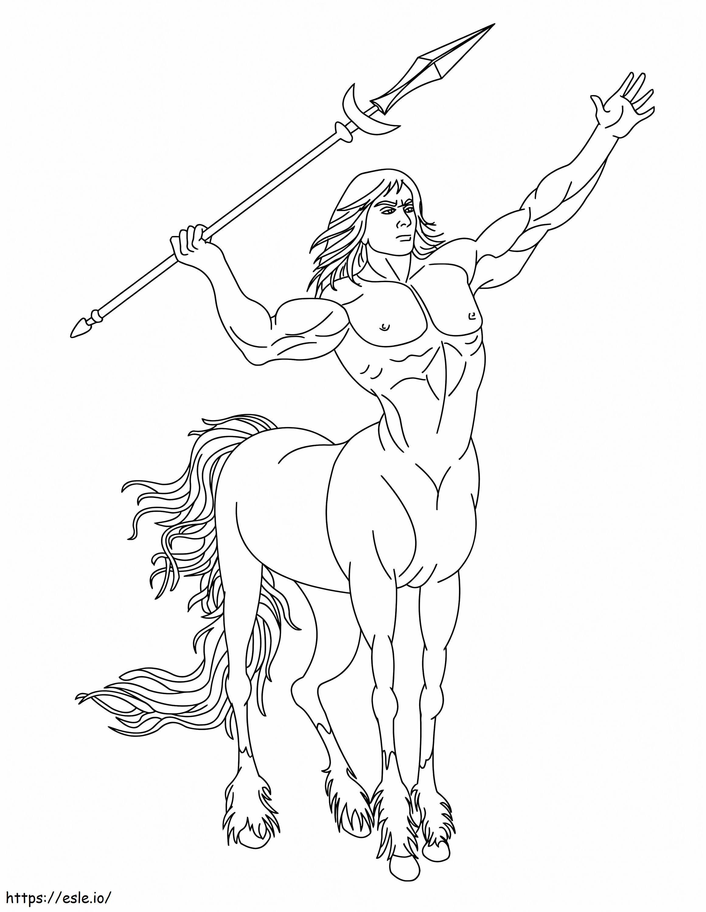 Centauro con lanza para colorear