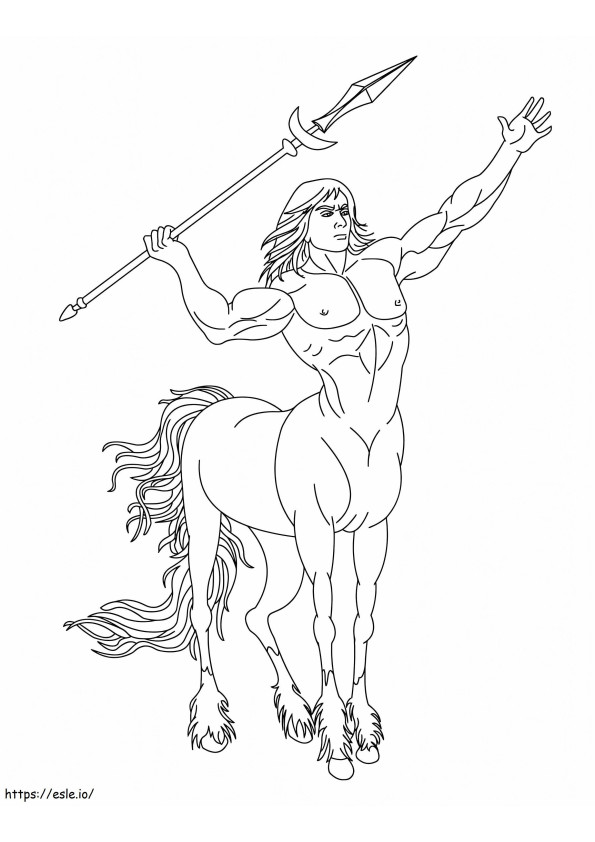 Coloriage Centaure avec lance à imprimer dessin