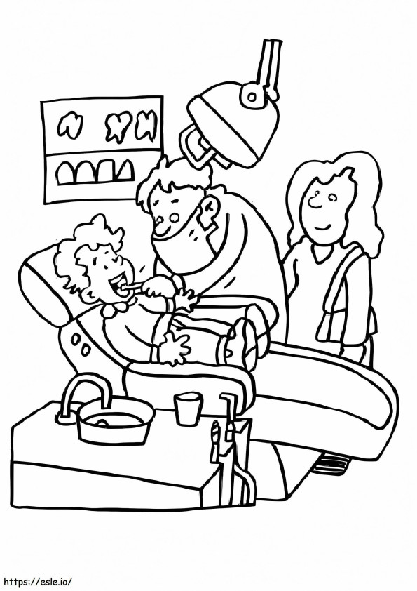 Dentist And Child Patient coloring page