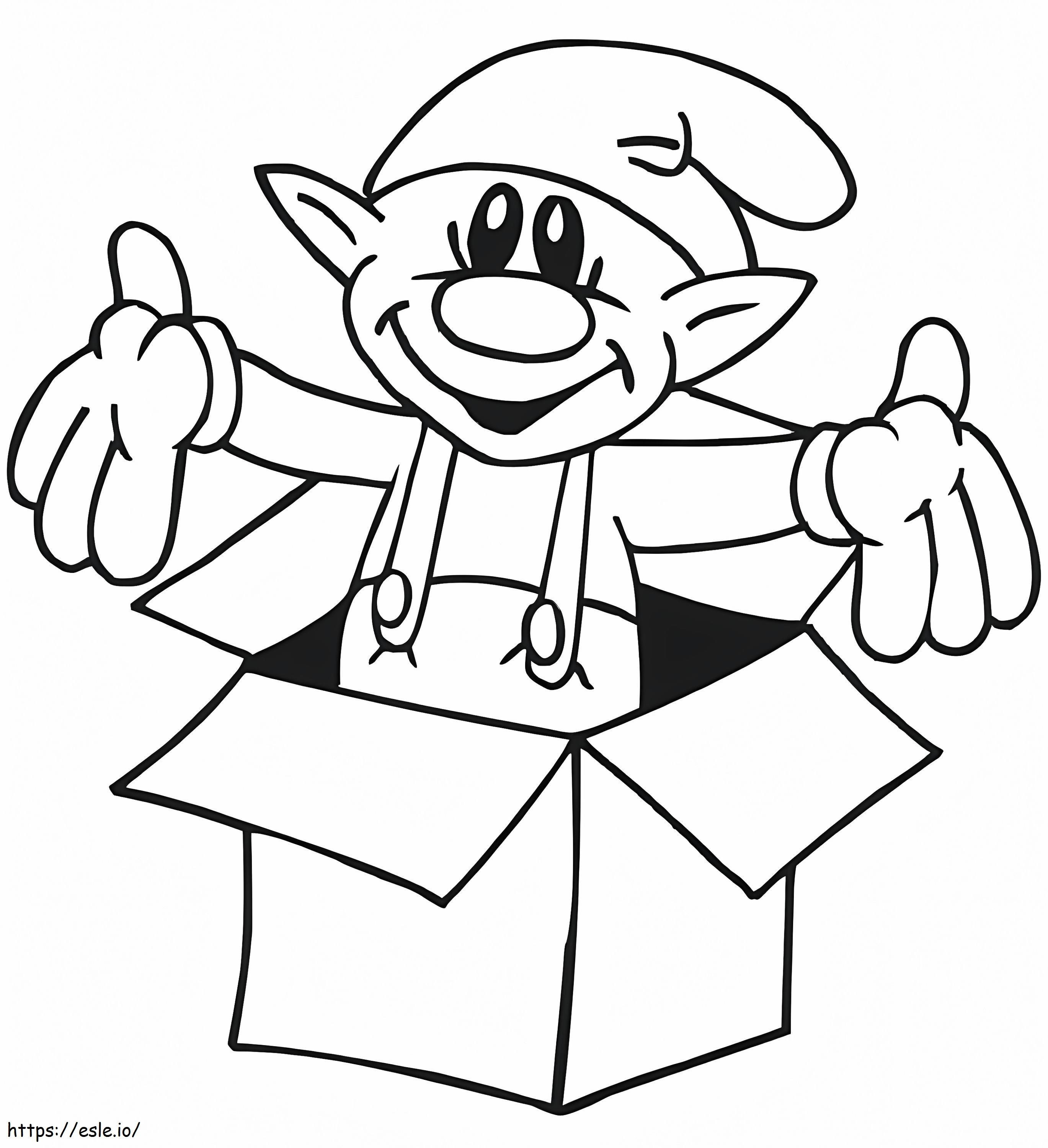 Elf In A Box coloring page