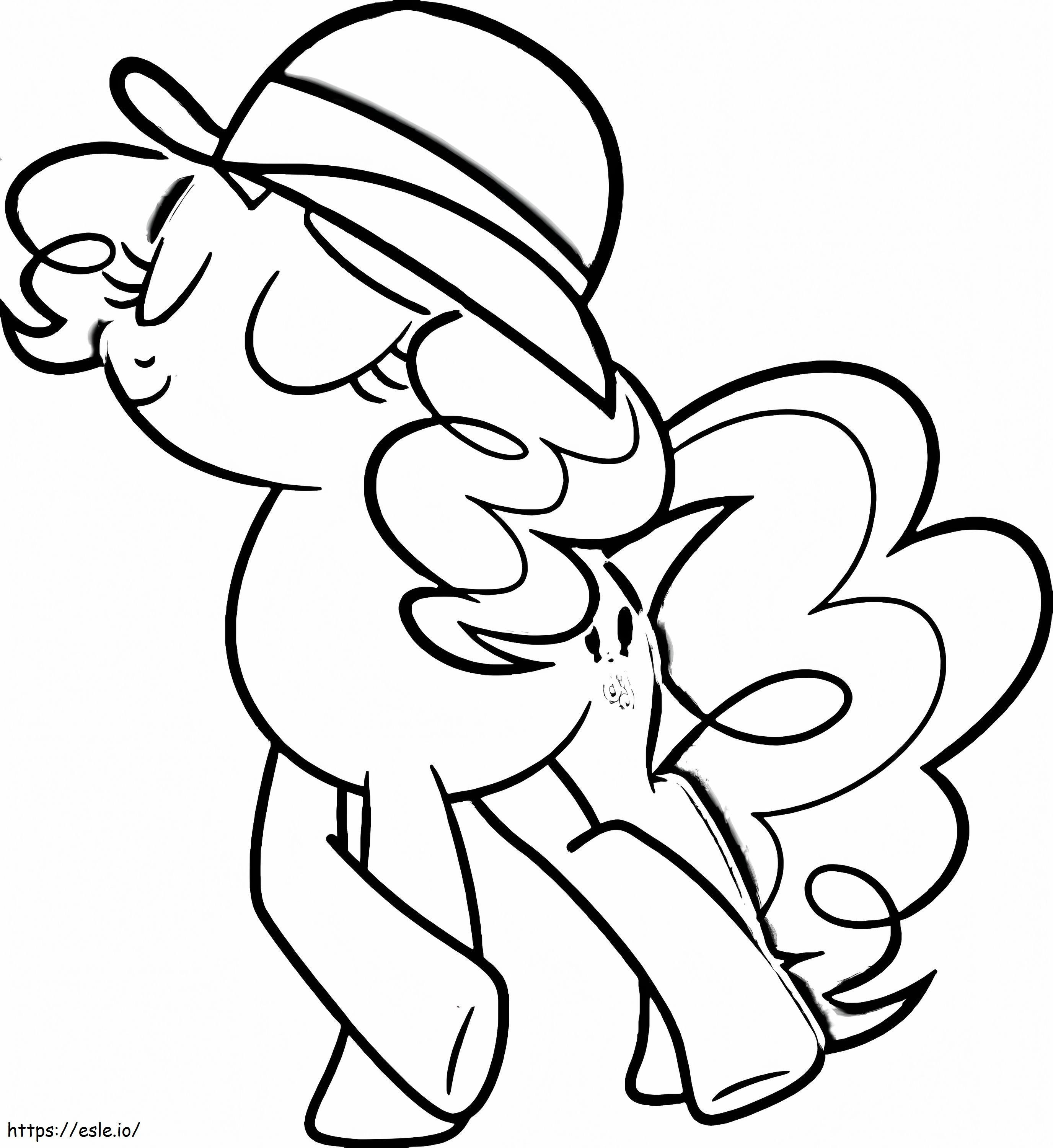 Pinkie Pie usando um chapéu para colorir