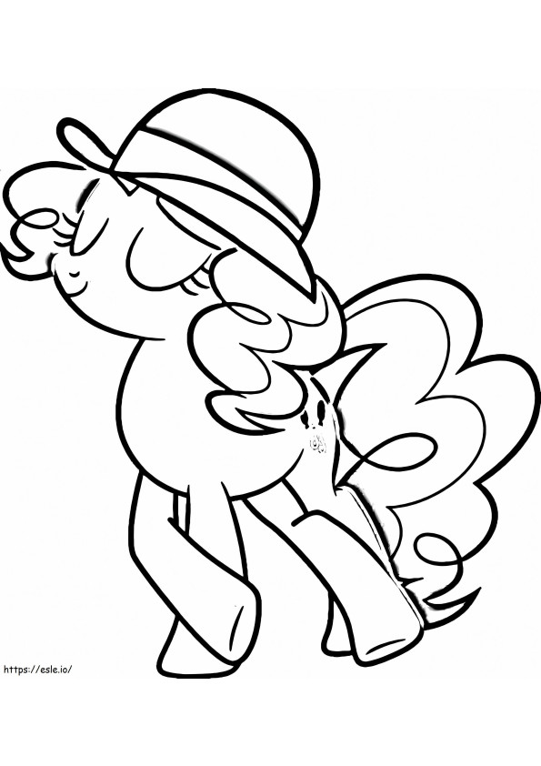 Pinkie Pie usando um chapéu para colorir