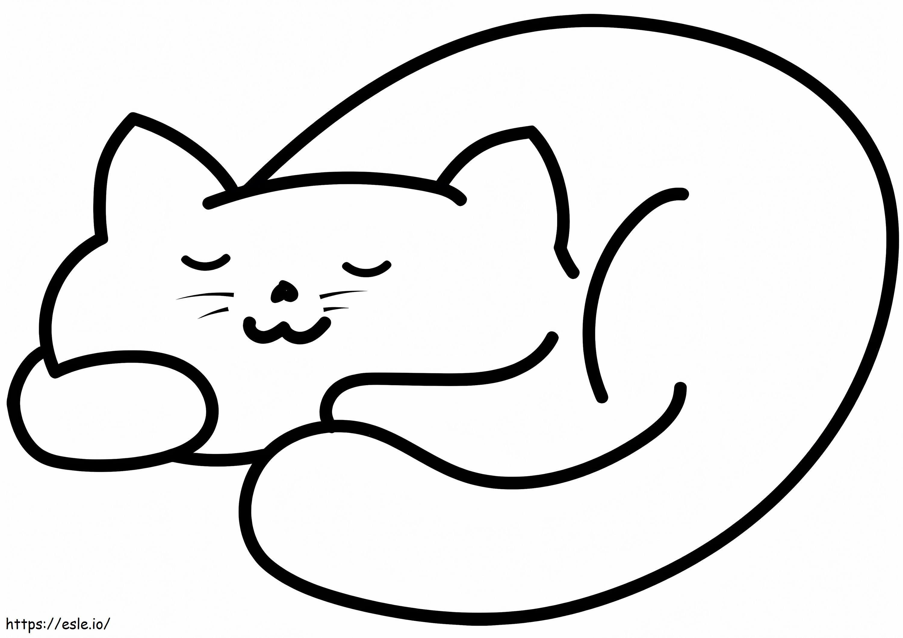 Easy Sleeping Cat coloring page