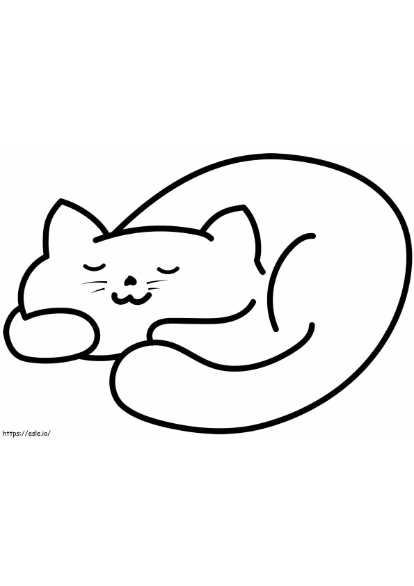 Coloriage Chat qui dort facilement à imprimer dessin