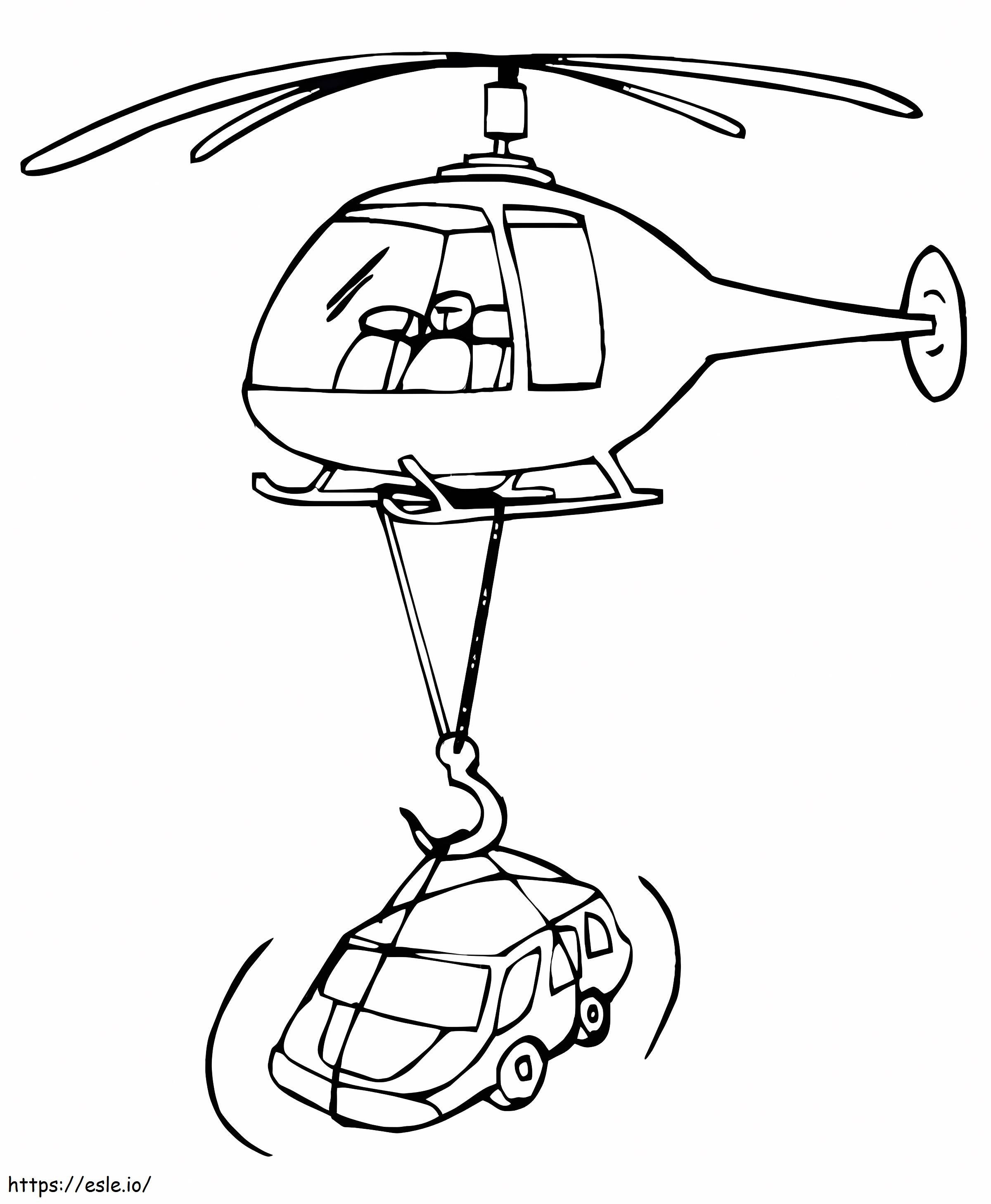 Helicopter With Car coloring page