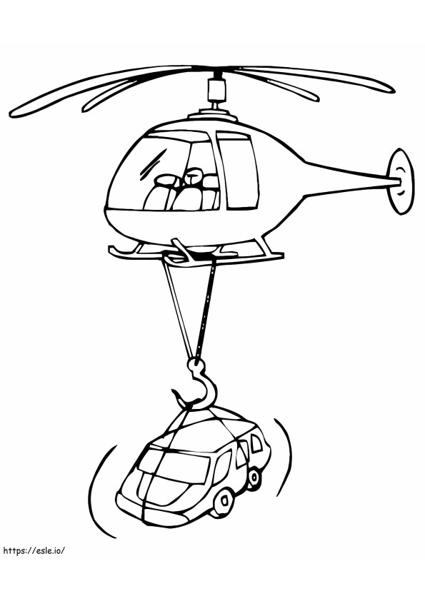 Helicopter With Car coloring page