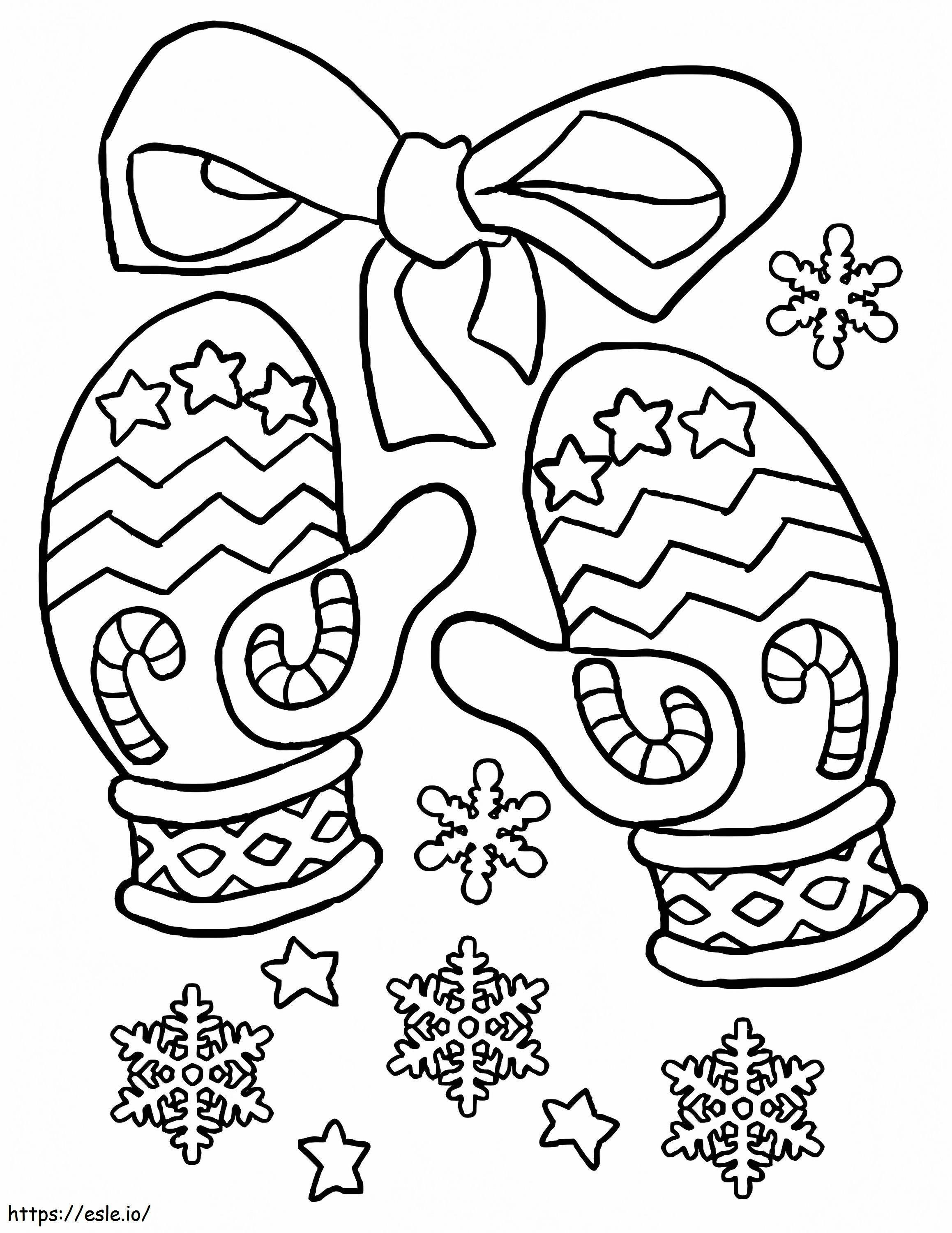 Winter Mittens With Bow Ribbon Coloring Page