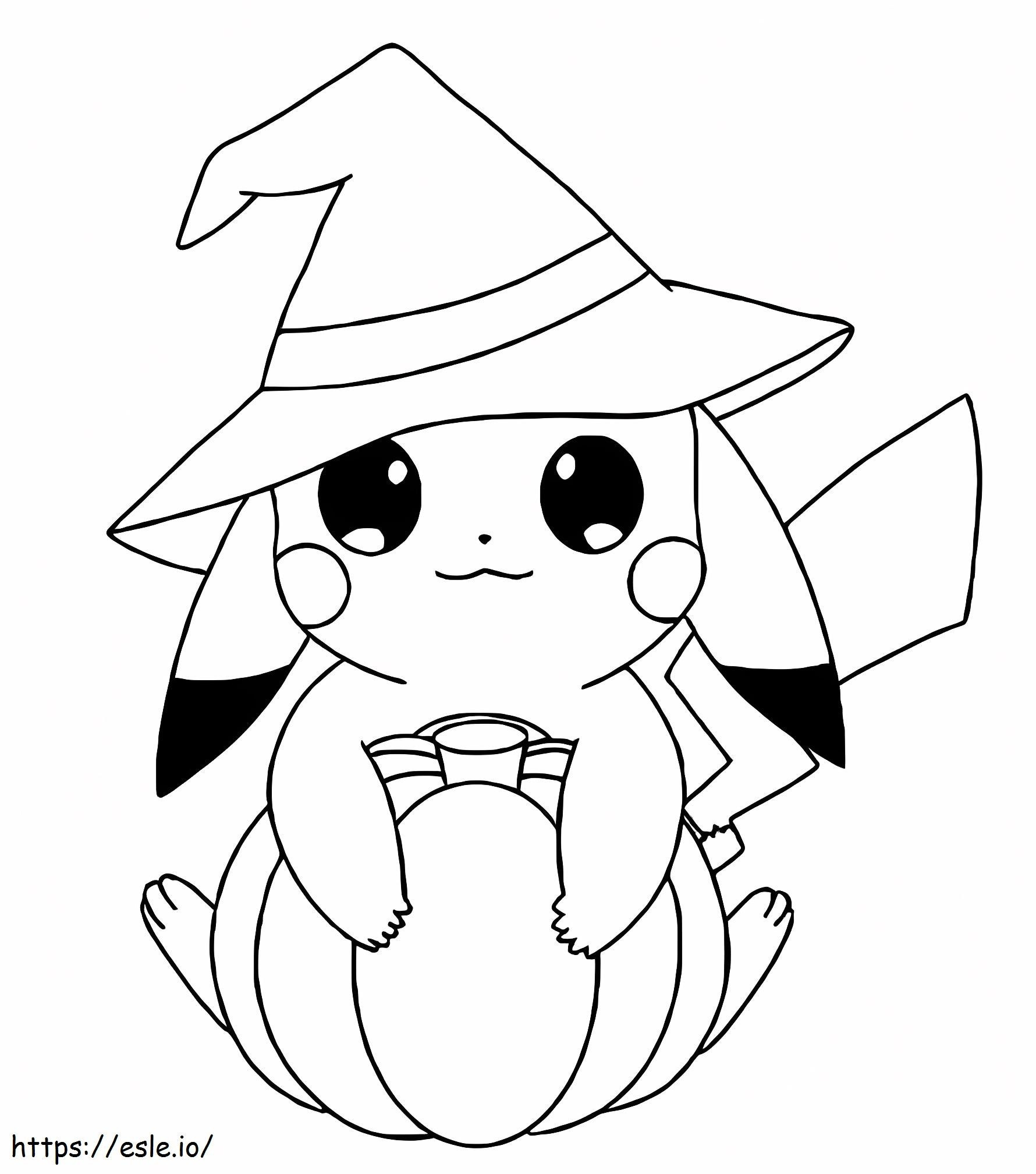 Coloriage Pikachu mignon à Halloween à imprimer dessin