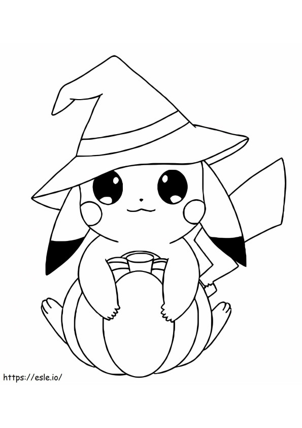 Cute Pikachu On Halloween coloring page